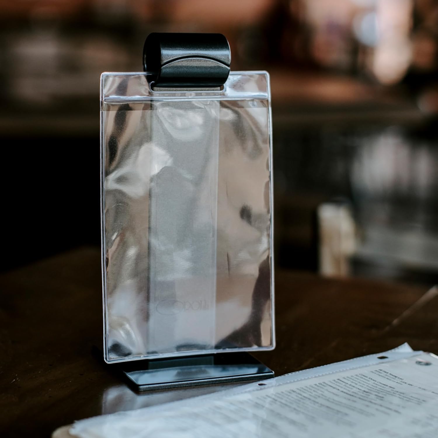 Risch Menu Flip Roll Stand, Plastic Acrylic Tabletop Holder Includes (6) 4 ½” x 6 ½” Double-Sided Clear Pocket Sheets Included, 8-Gauge Vinyl, Signs for Bar and Restaurant Table Display, 6 Pcs