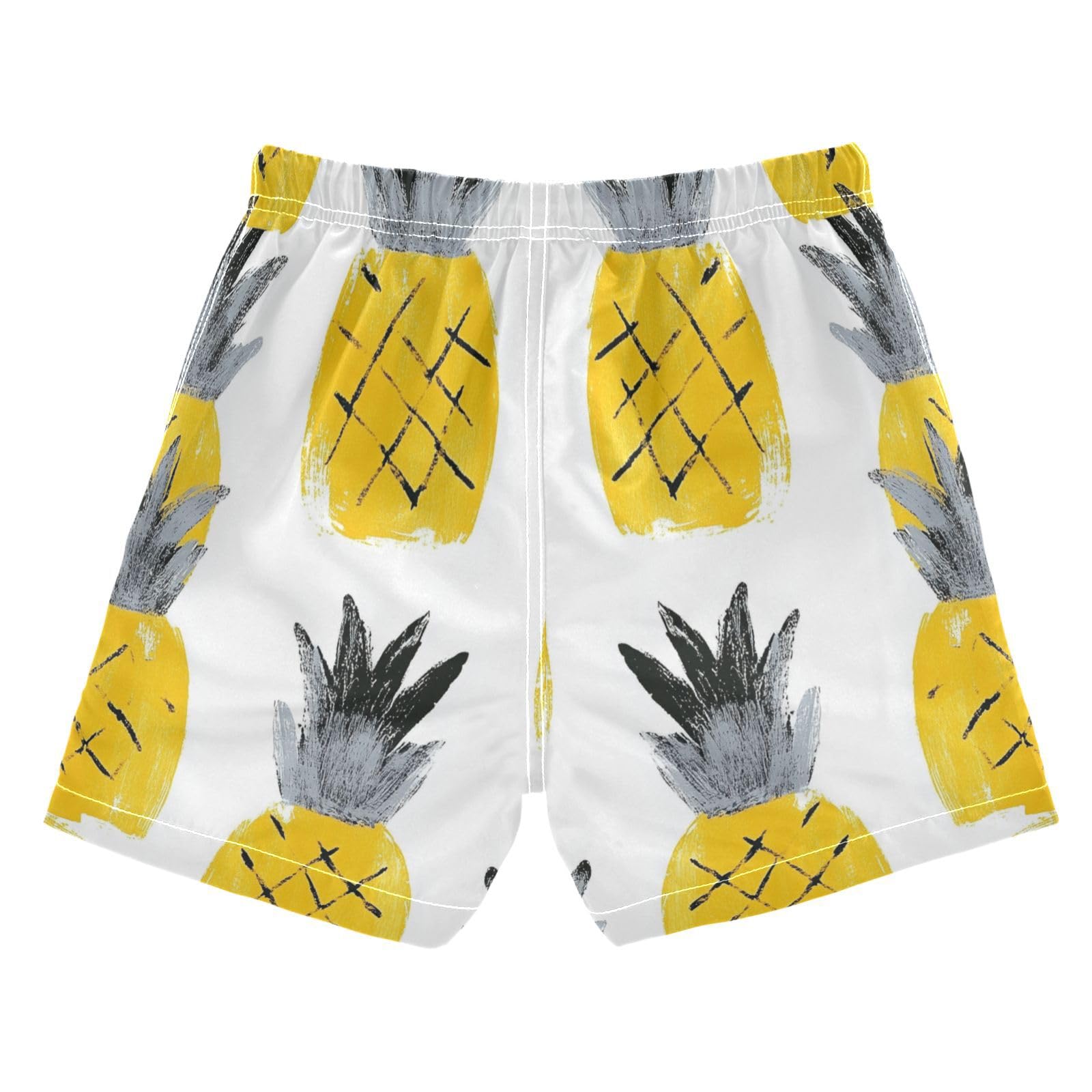 Jucciaco Boys Beach Board Shorts Pineapple Fruit Art Pattern Quick Dry Swim Trunk Swimwear for Kids