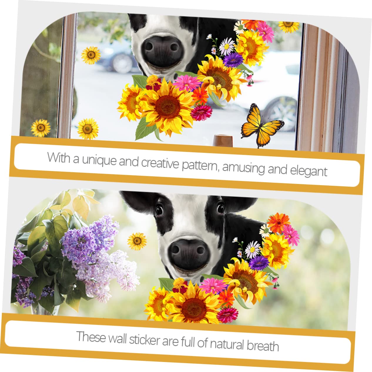 8 Juegos Pegatinas de Pared Infantiles Diy con Diseño de Girasol y Vaca Autoadhesivas Decoración para Habitación Niña para Salón Dormitorio y