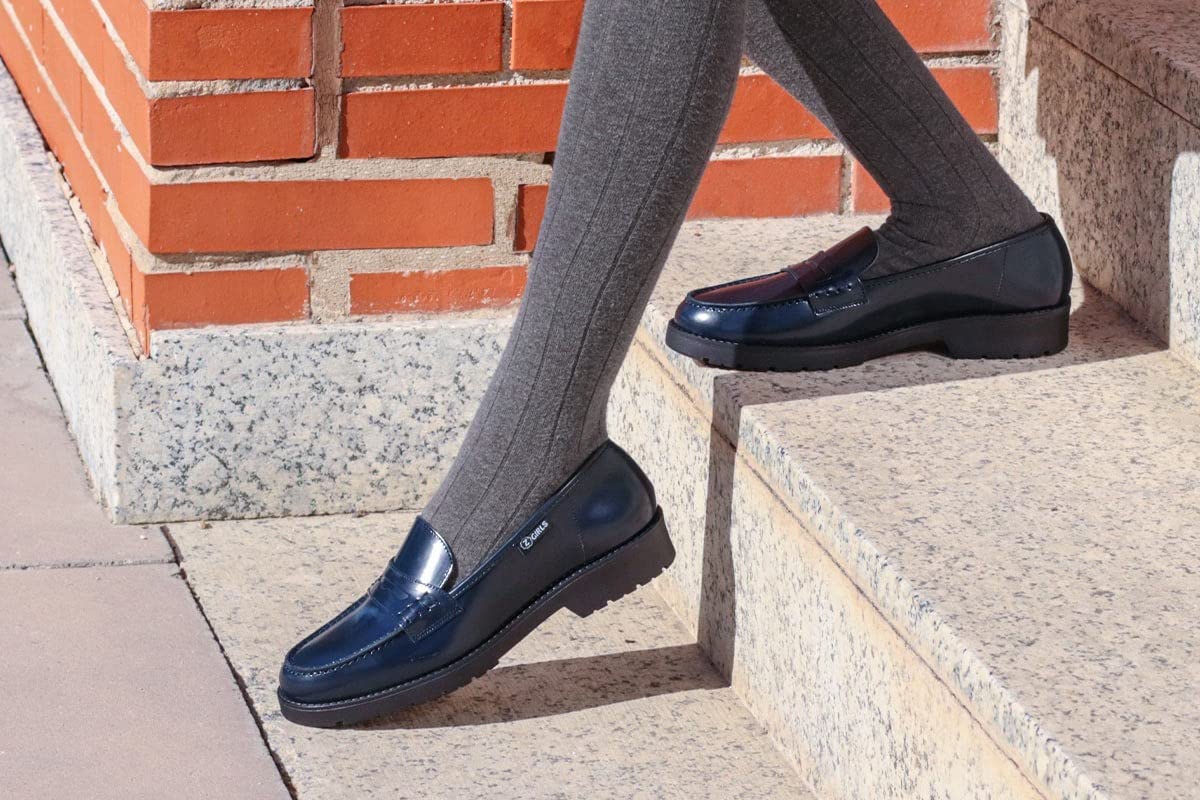 Mocasin Yale 400 Marino Zapato Castellano Adolescentes NIÑA Uniforme Escolar Impermeables