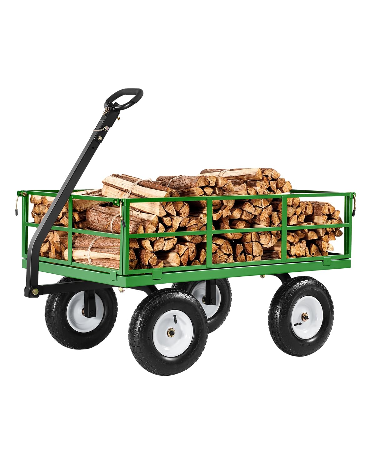 VEVOR 1200 Lbs Steel Garden Cart, Heavy Duty Pullable Garden Wagon Yard Cart, 2 in 1 Outdoor Metal Utility Wagon Yard Trailer with 13" All Terrain Tires, Mesh Removable Sides and 180°Rotating Handle
