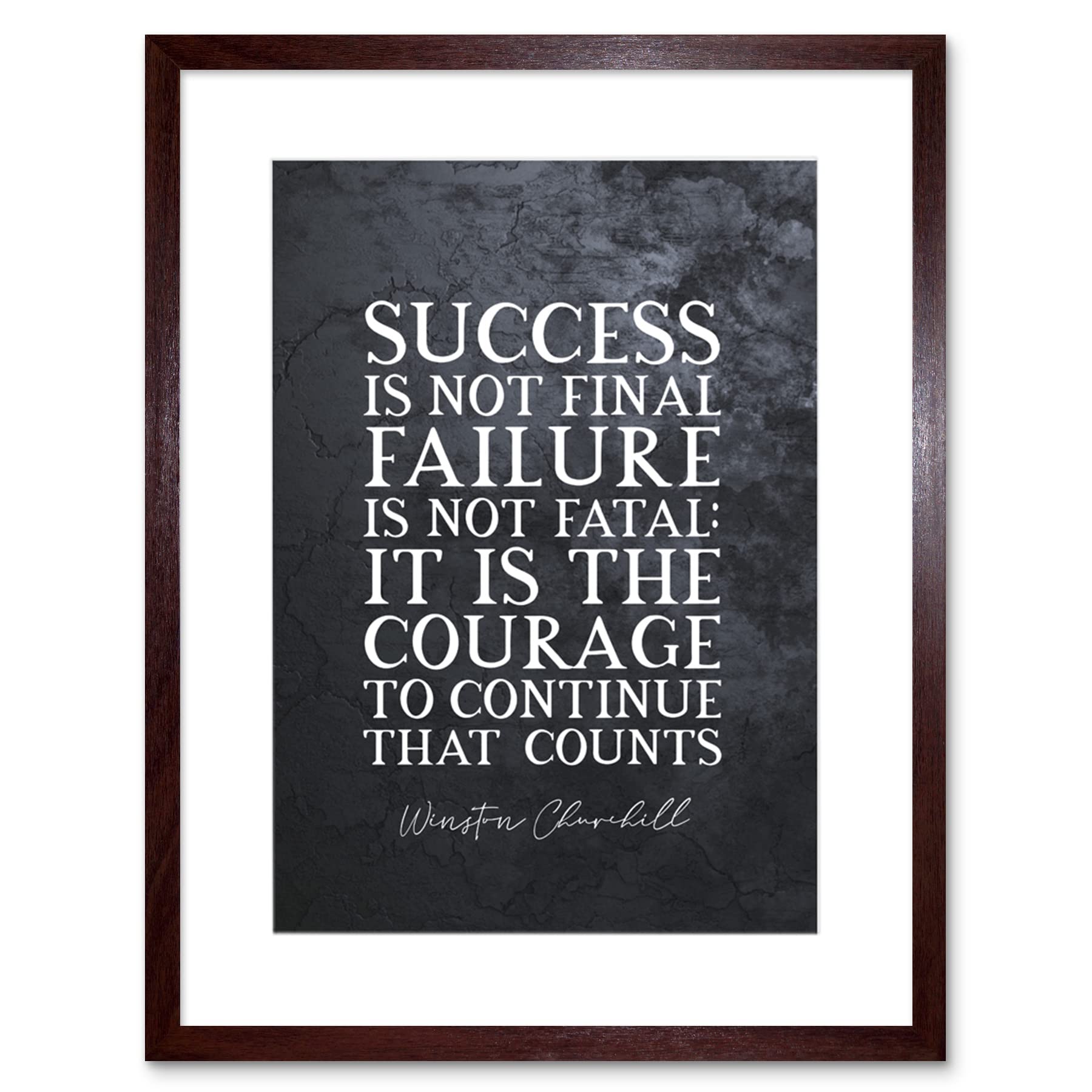 Artery8 Slate Quote Winston Churchill Success Artwork Framed Wall Art Print 9X7 Inch