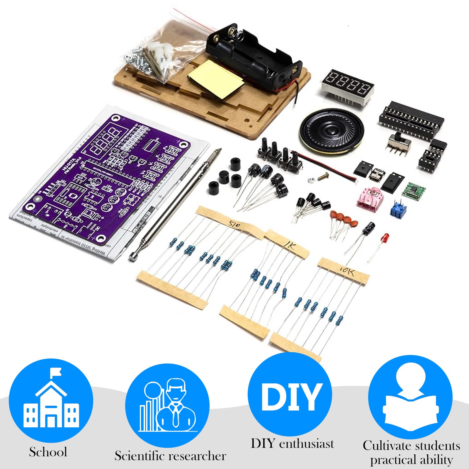 Kit de Radio FM, Kits de Práctica de Soldadura, Kit de Receptor FM de Radio Digital con 2 Modos de Fuente de Alimentación para Escuelas, Investigadores, Entusiastas del Bricolaje