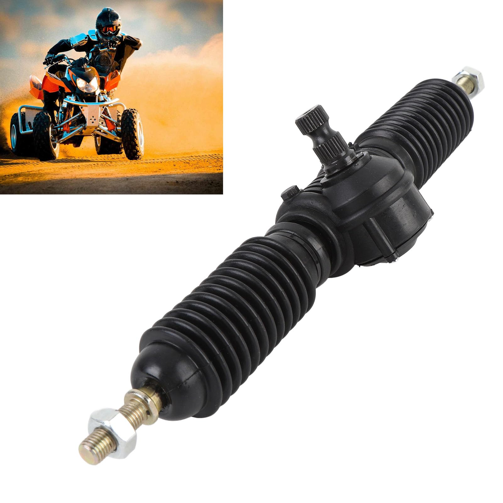 Zespół Drążka Kierowniczego i Zębnika 30T 14mm 330mm, Tuleja Odporna na Kurz ze Stopu Stali z Hydraulicznym Wspomaganiem Kierownicy, do Wymiany Gokarta DIY ATV UTV Quad