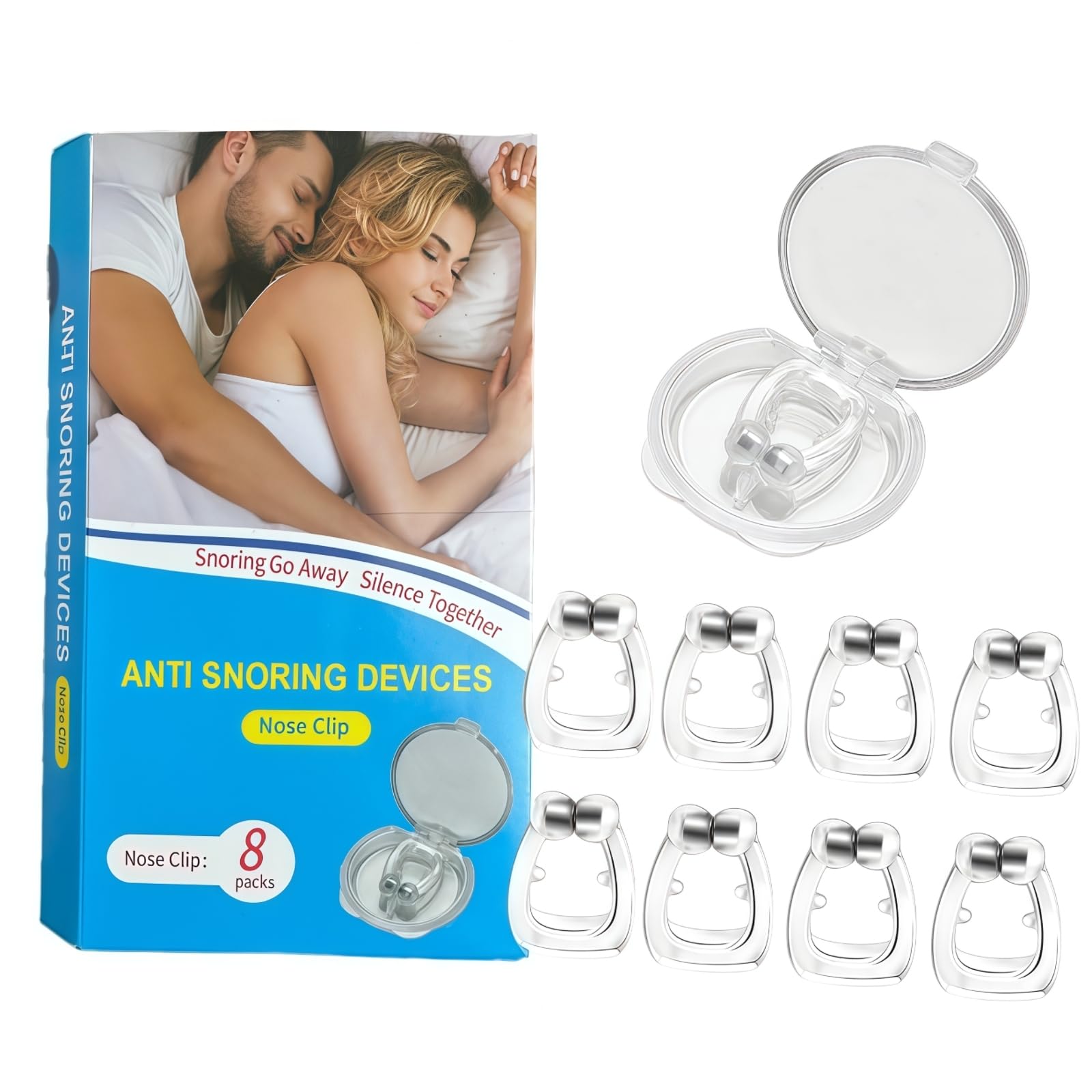 Anti snoring Devices,Effective snoring Solution,Silicone Nose Clip, Breathing Stop snoring,Enjoy a Comfortable and Quieter Sleep,White Medium 8pcs