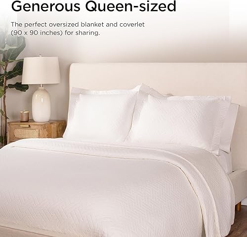 Miniatura 10 de Threadmill Mantas de algodón de lujo para cama tamaño King  Manta acogedora 100% algodón tamaño King para todas las estaciones  Colcha cruzada suave