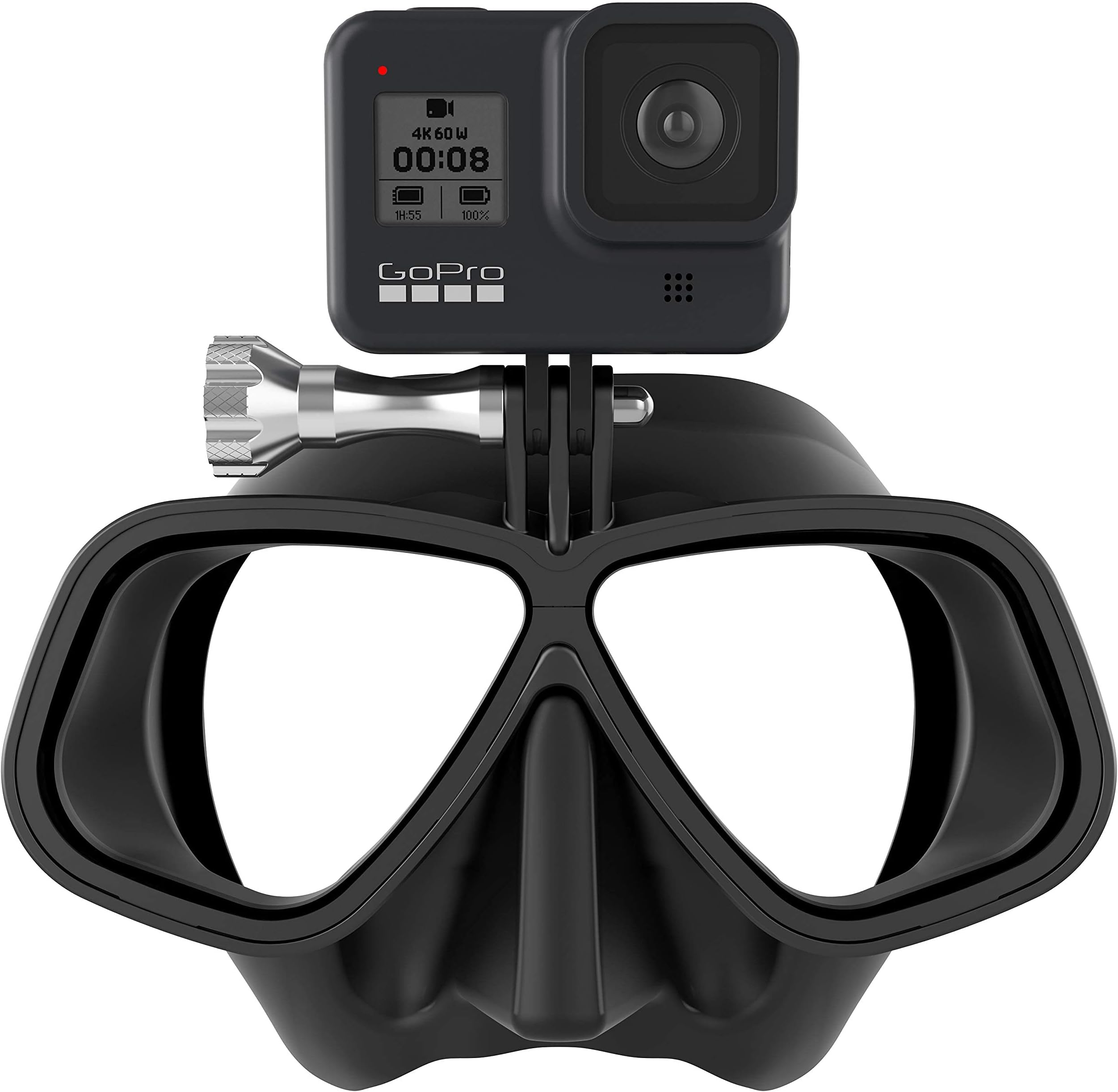 Frameless Dive Mask w/Mount for All GoPro Hero Cameras for Scuba Diving, Snorkeling, Freediving