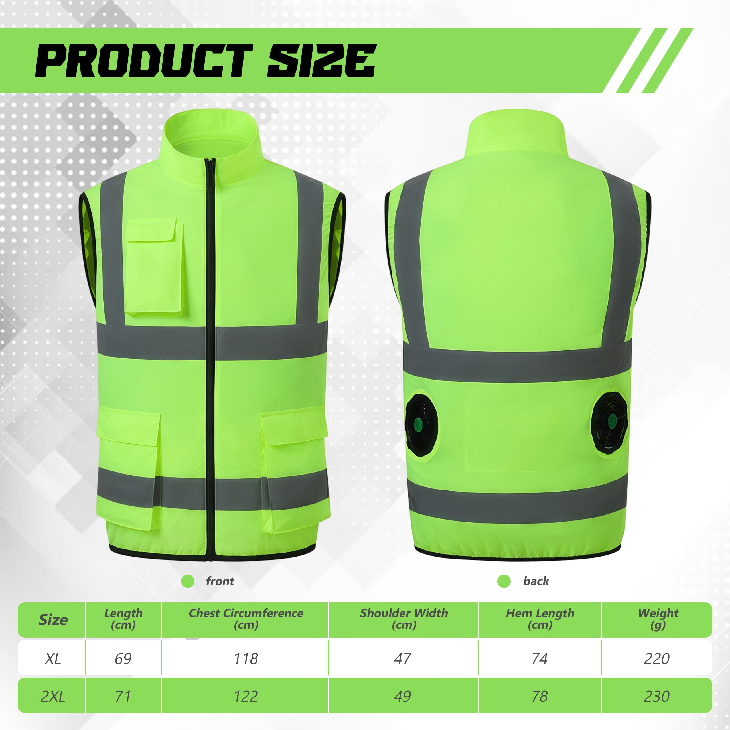 Gilet refrigerante elettrico con 2 ventole per l'estate, per clima caldo, abbigliamento rinfrescante traspirante per uomo e donna (M