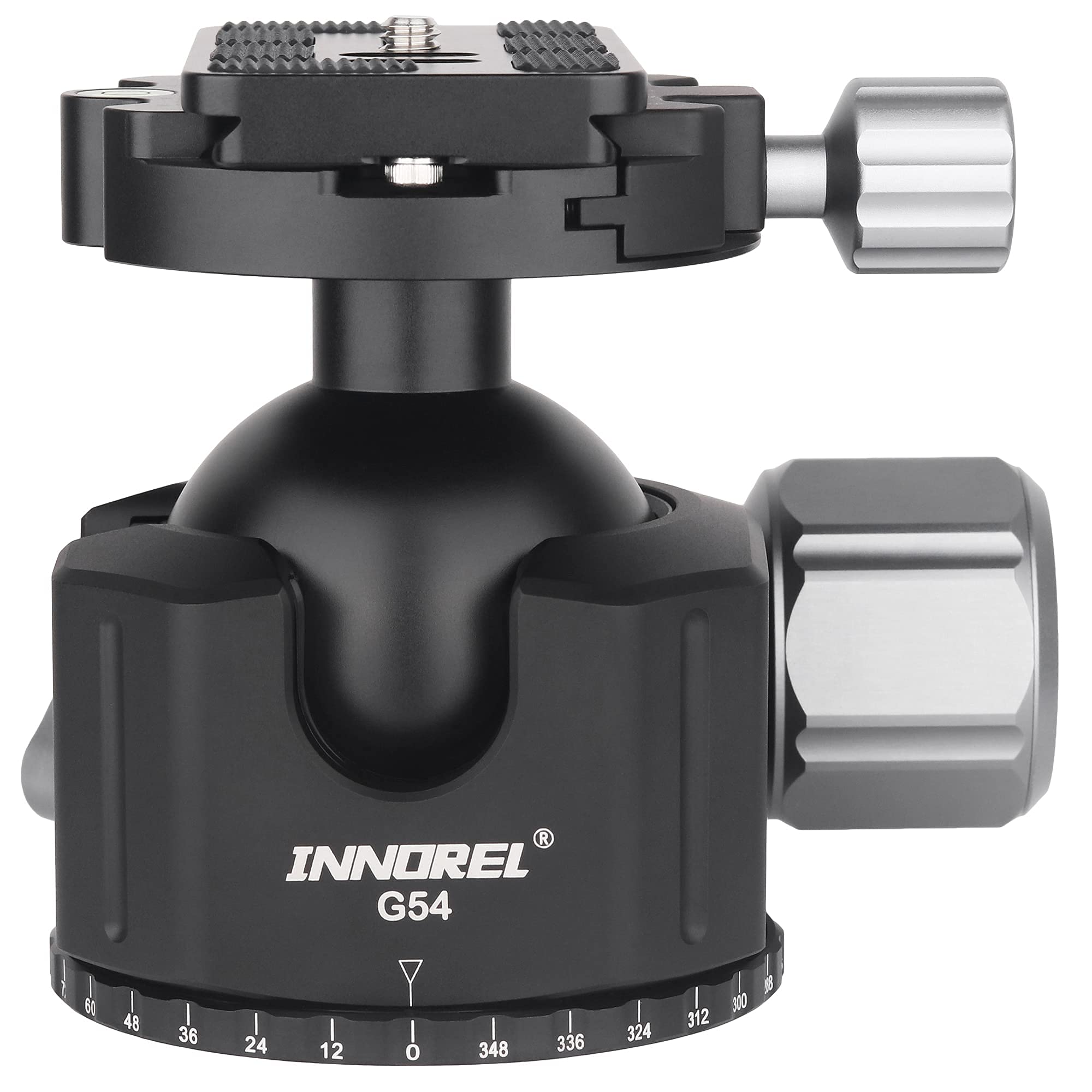 Testa a sfera per treppiede a basso profilo-INNOREL G54 Testa a sfera panoramica per treppiede per fotocamera in metallo CNC con piastra a sgancio rapido Arca Swiss da 1/4" Carico massimo 30 kg