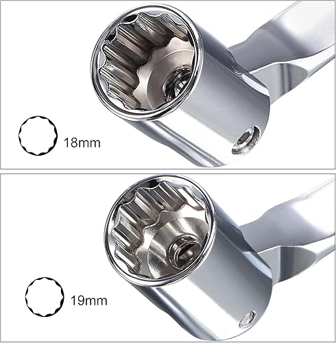 Miniatura 4 de uxcell Llave de cabeza flexible de 12 puntos, 0.709in x 0.748in, extremo de caja giratoria doble métrico, CR-V rotación de 180 grados para