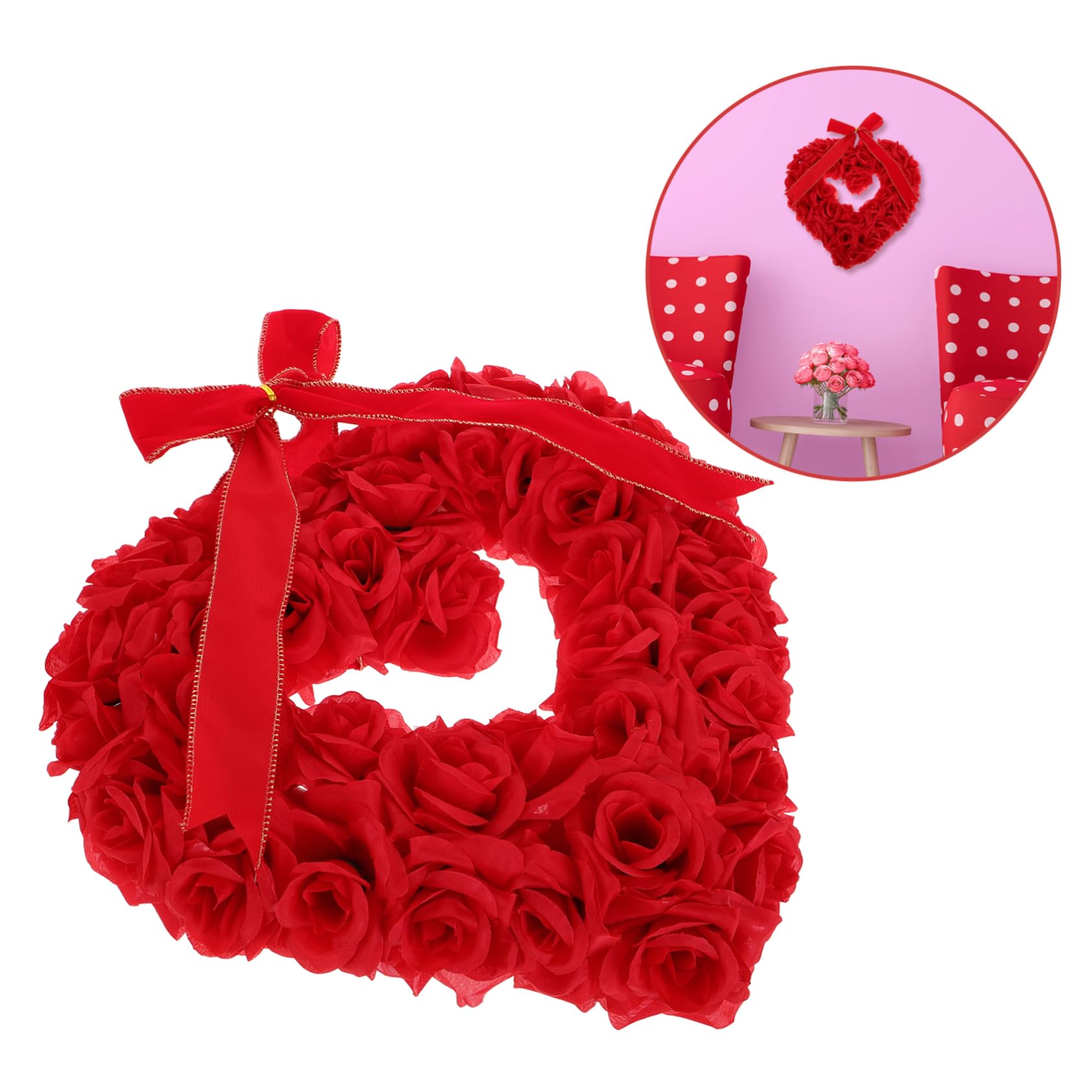 MAGICLULU De Rosas para Decoración De San Valentín Colgante Forma De Corazón para Ceremonias De Boda y Decoraciones De Fiesta Guirnalda Romántica para Decoración De Puerta De San