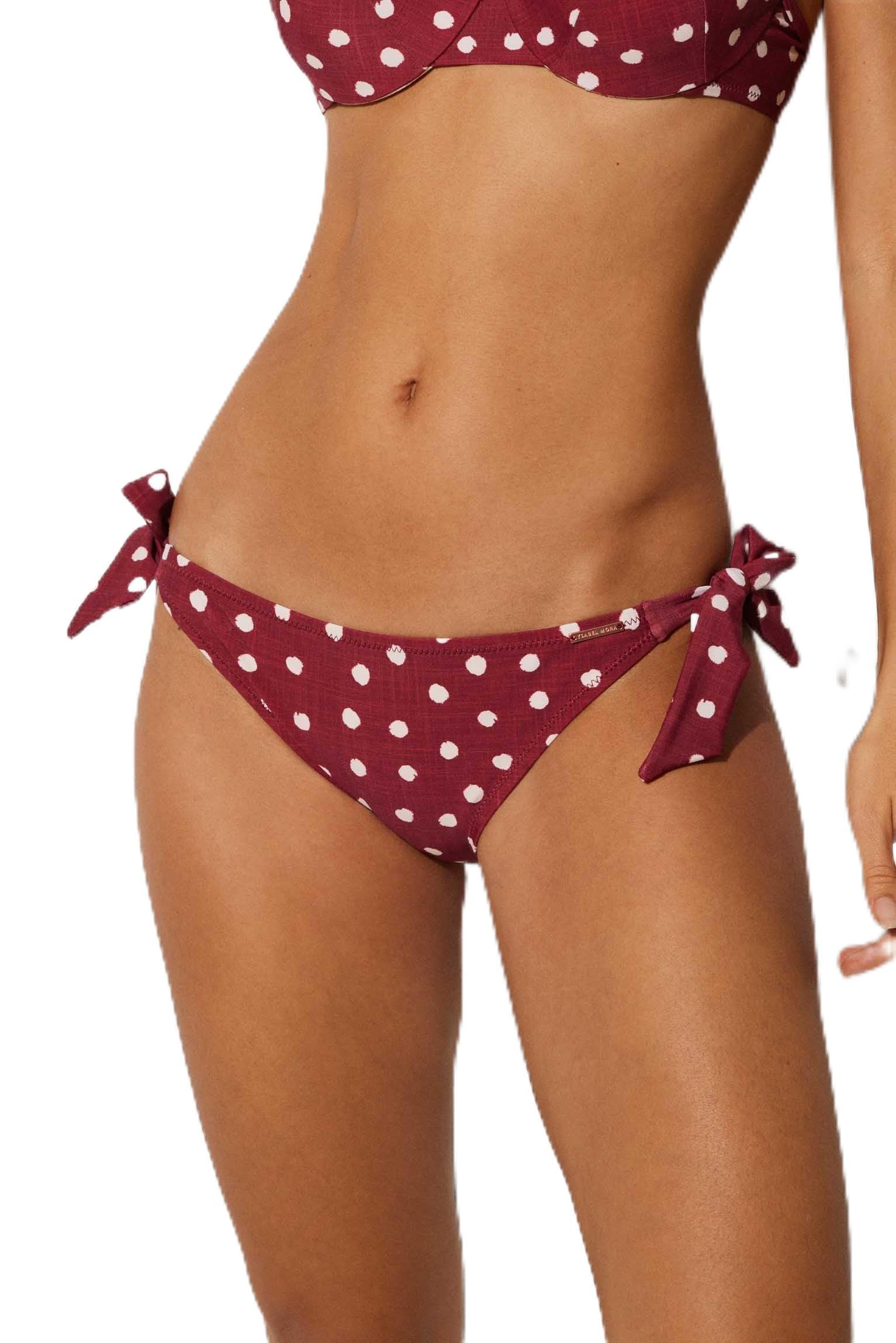 YSABEL MORA Braga Bikini Mini con Lazos Ajustables Lunares Granate