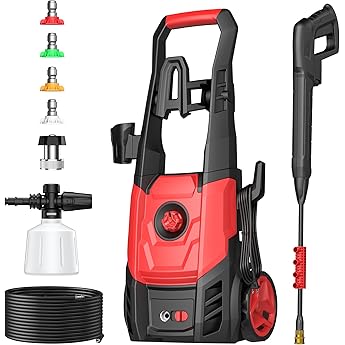 AgiiMan Electric Pressure Washer, 4000PSI Max 2.8 GPM Power Washer Electric Powered with 20FT Hose, 4 Nozzles, Foam Cannon, High Pressure Cleaner Machine for Cars,Patios,Furniture,Driveways, Yellow
