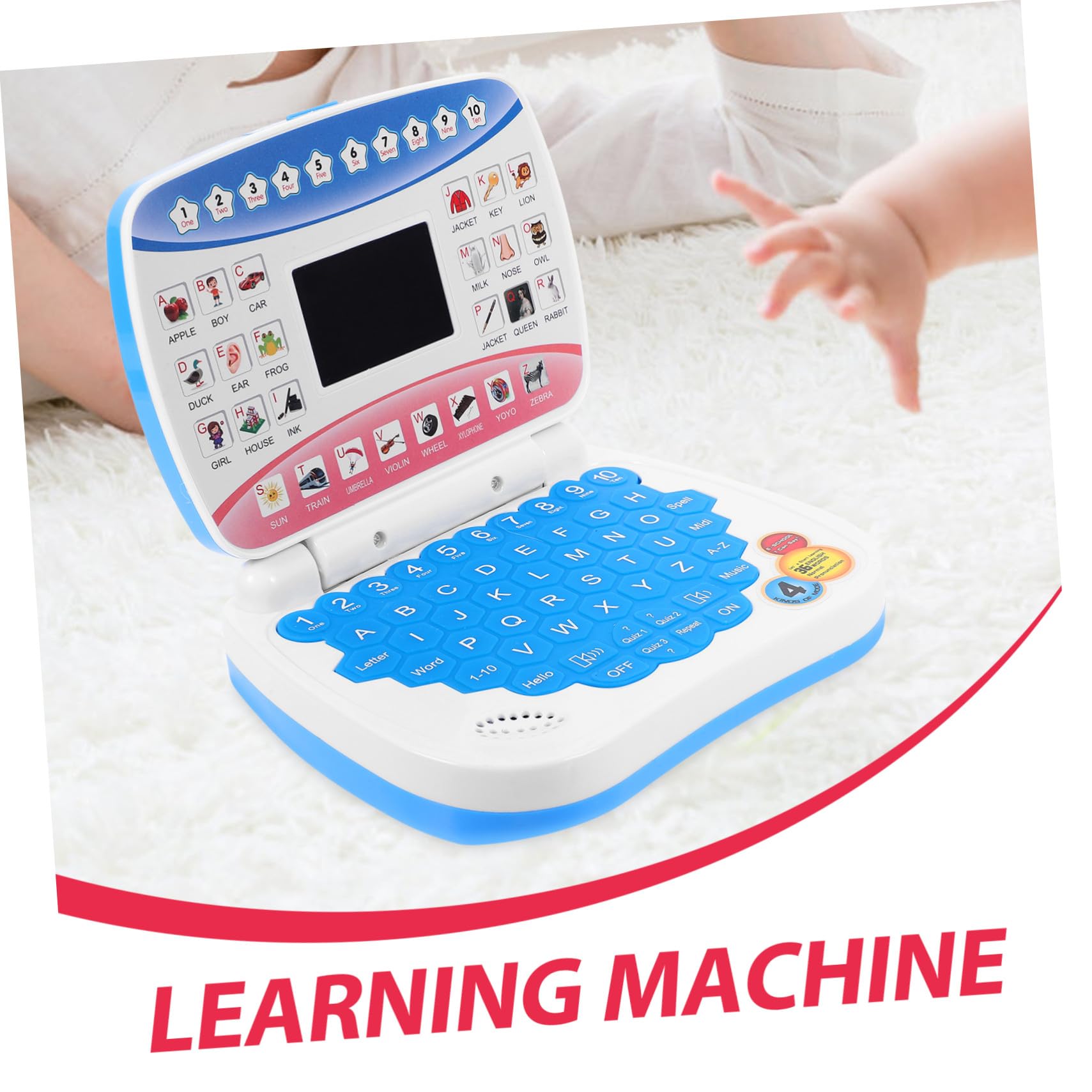 Computer Didattico Bambini Laptop Blu Led, Musica e Apprendimento | Back To School Party, Computer Interattivo per Ragazzo Ragazza, 3 X Aa Battery Non Inclusa