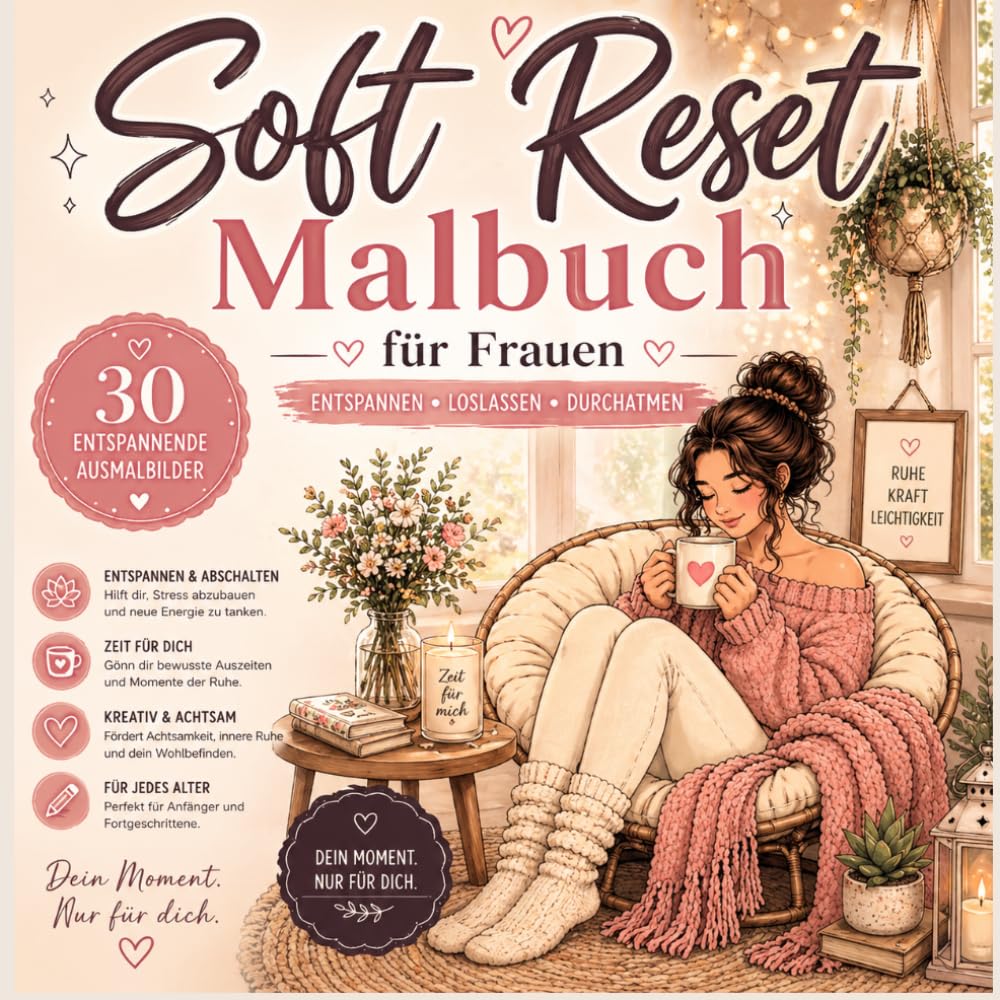 Cozy Reset Malbuch – Entspannen & zur Ruhe kommen: Beruhigende Ausmalbilder für Stressabbau, ruhige Momente und kreative Selfcare für Frauen (Cozy Reset Malbuch-Serie)