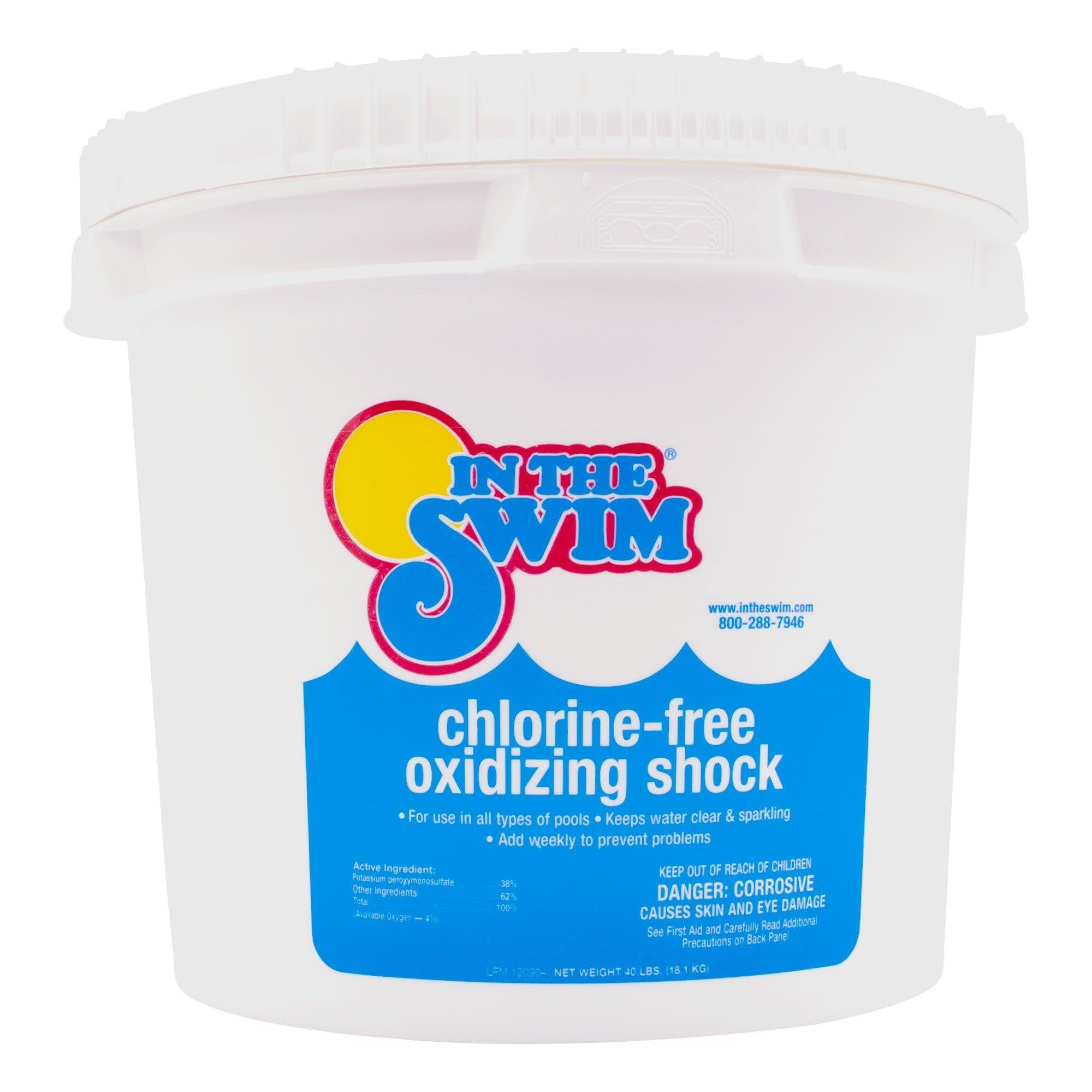 In The Swim Chlorine-Free Pool Shock - Quick Dissolving, Fast-Acting, Shock-Oxidizer for Swimming Pools, Spas, and Salt Chlorinated Pools Compatible - 40 Pound Bucket