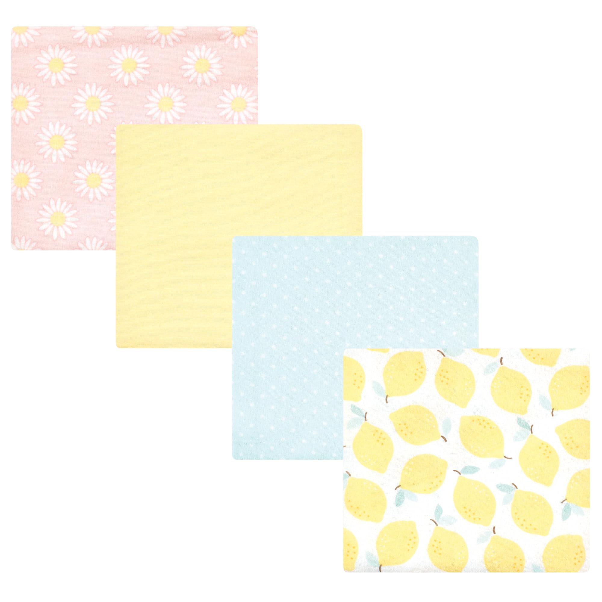 Hudson Baby Unisex Baby Cotton Poly Flannel Receiving Blankets, Lemon Daisy, One Size