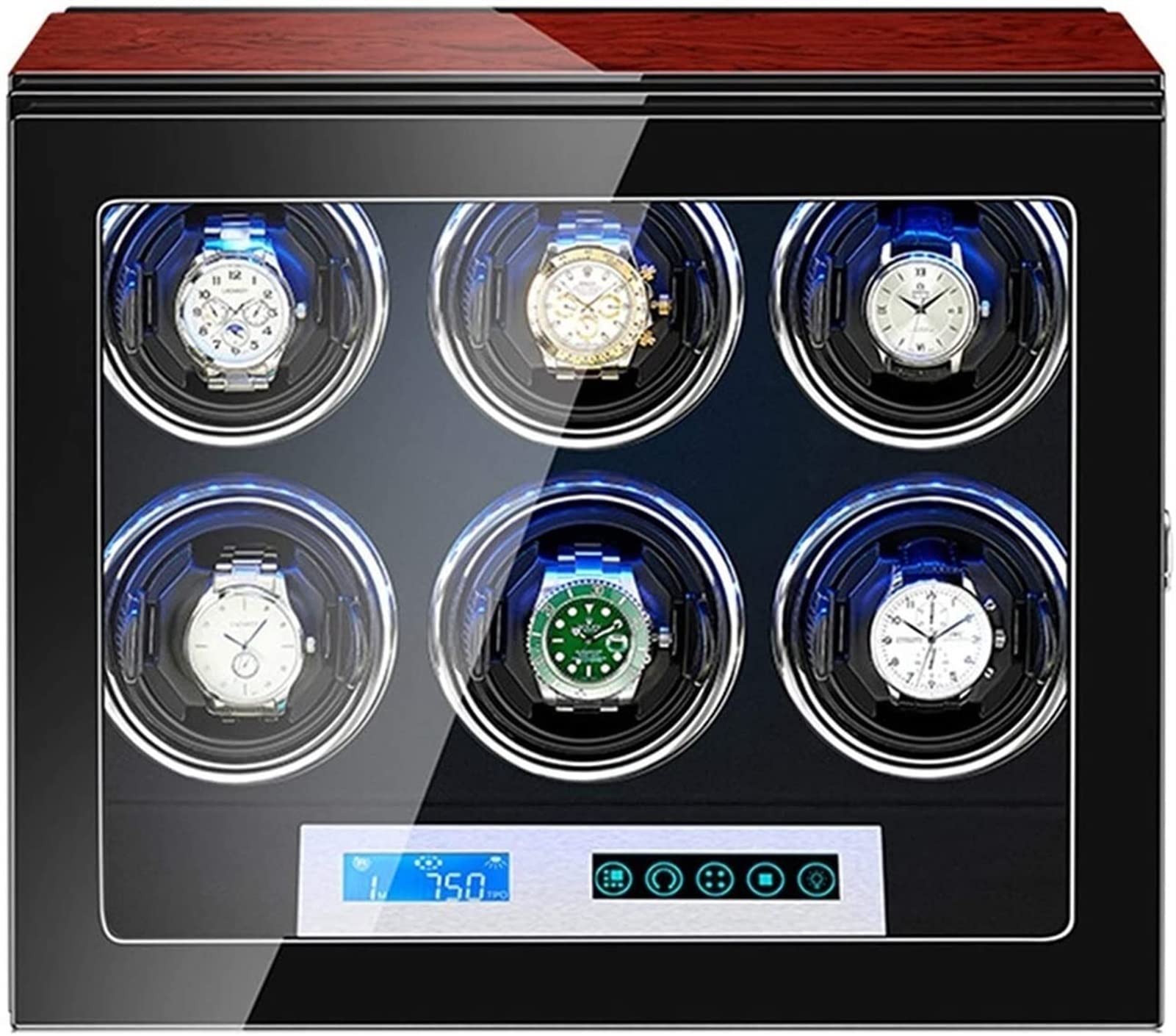 EHVYBDX Automatic Watch Winder Box with Silent Motor, LCD Touch Screen, Built-in Lighting, Adjustable Watch Pads, Piano Painting, Access