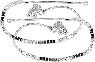 lila Jewellery for All Occassions Traditional White Metal Anklet Payal Pair for Women Girls (1 Pair)-picture-20