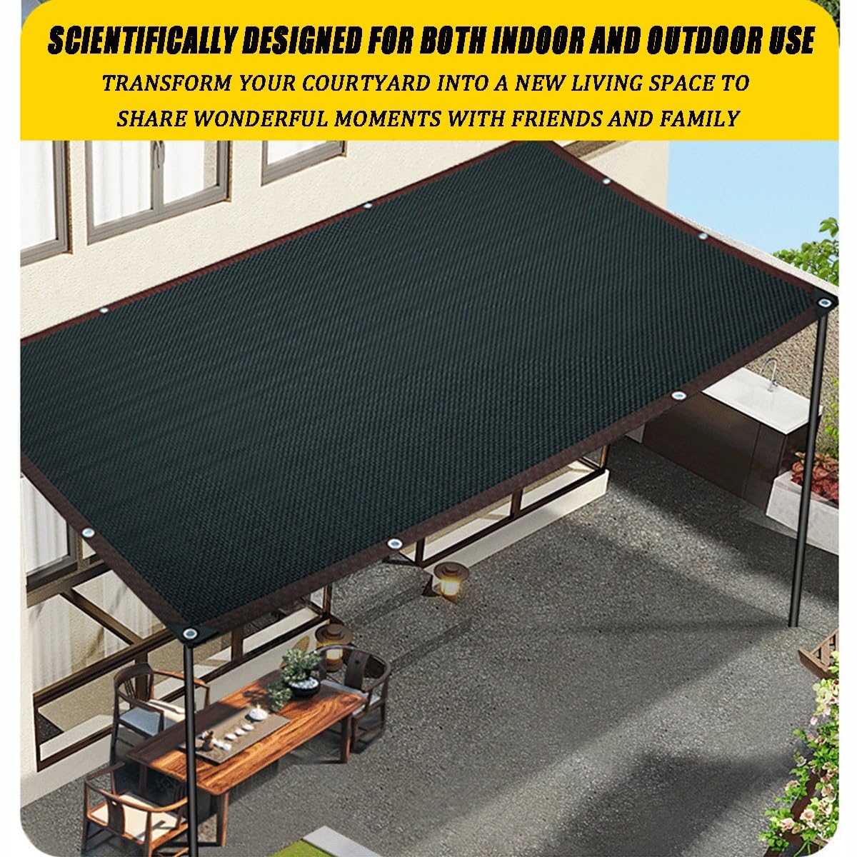Malla de Sombra Transpirable para Jardines, Patios y terrazas Plantas, Flores, invernaderos, Patios y huertos (5 m x 18 m).