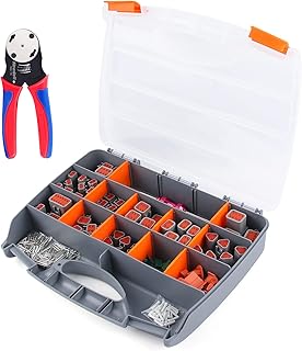 Newdeli 338 pcs Deustch Connector Kit 2 3 4 6 8 12 Pin Connectors with Deutsch Crimping Tool and DT Connector Removal Tool Size 16 Solid Terminal Contacts(14-20AWG)