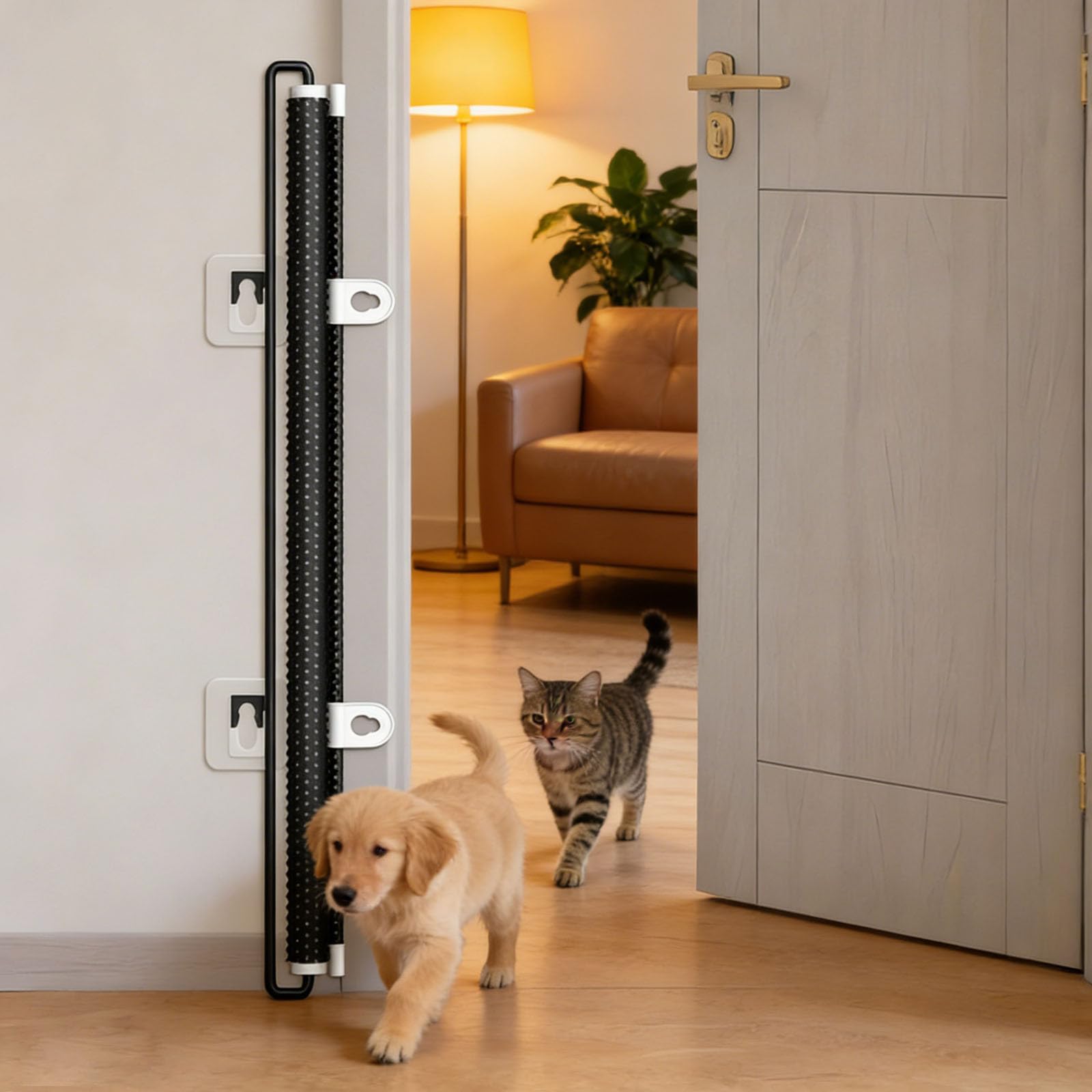 Retractable Mesh Pet Gate, No-Drill Dog & Cat Barrier Gate, Adjustable Indoor/Outdoor Fence for Doorways, Stairways, Puppies & Small Animals,125x50CM (Black) - 4