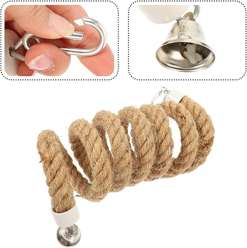 Miniatura 5 de Ipetboom Cuerda en espiral para pájaro, perca, yute, loro, escalada, juguetes de pie, juguetes para masticar, juguetes elásticos para pájaros, 4.9ft