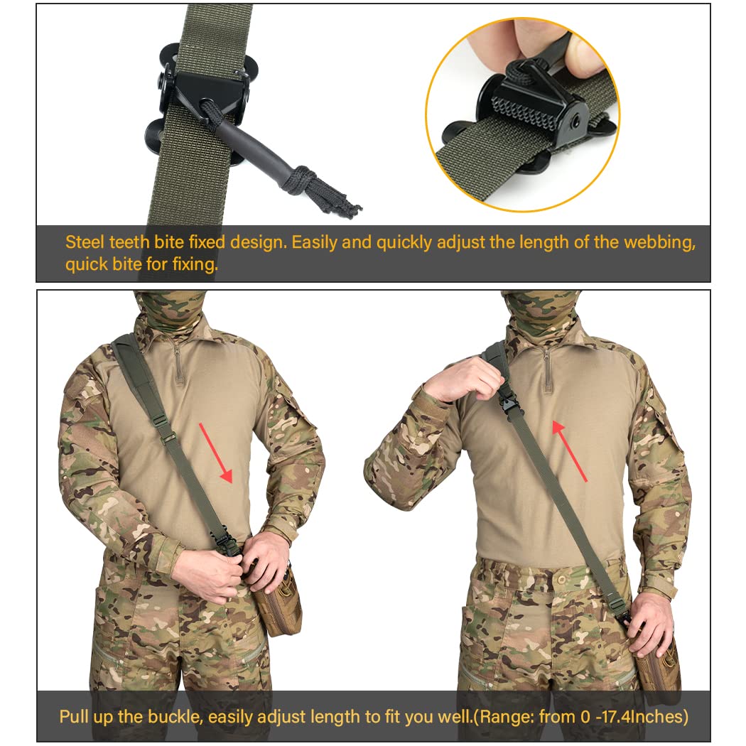 IDOGEAR Correa para Rifle Bandolera Bipunta Eslinga de 2 Puntos Eslingas Tradicionales Portafusiles Portafusiles con Ajustador de Longitud, Hombreras Engrosadas Ganchos de Metal