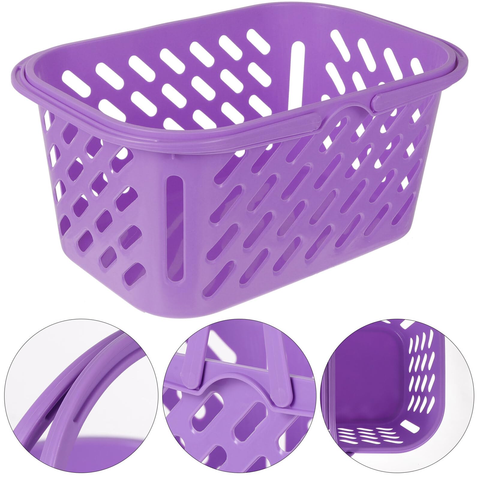 Cesta Compra Práctica 6l Pequeña Plástico Resistente Doble Asa Color Morado Almacenamiento Supermercado Hogar Portátil