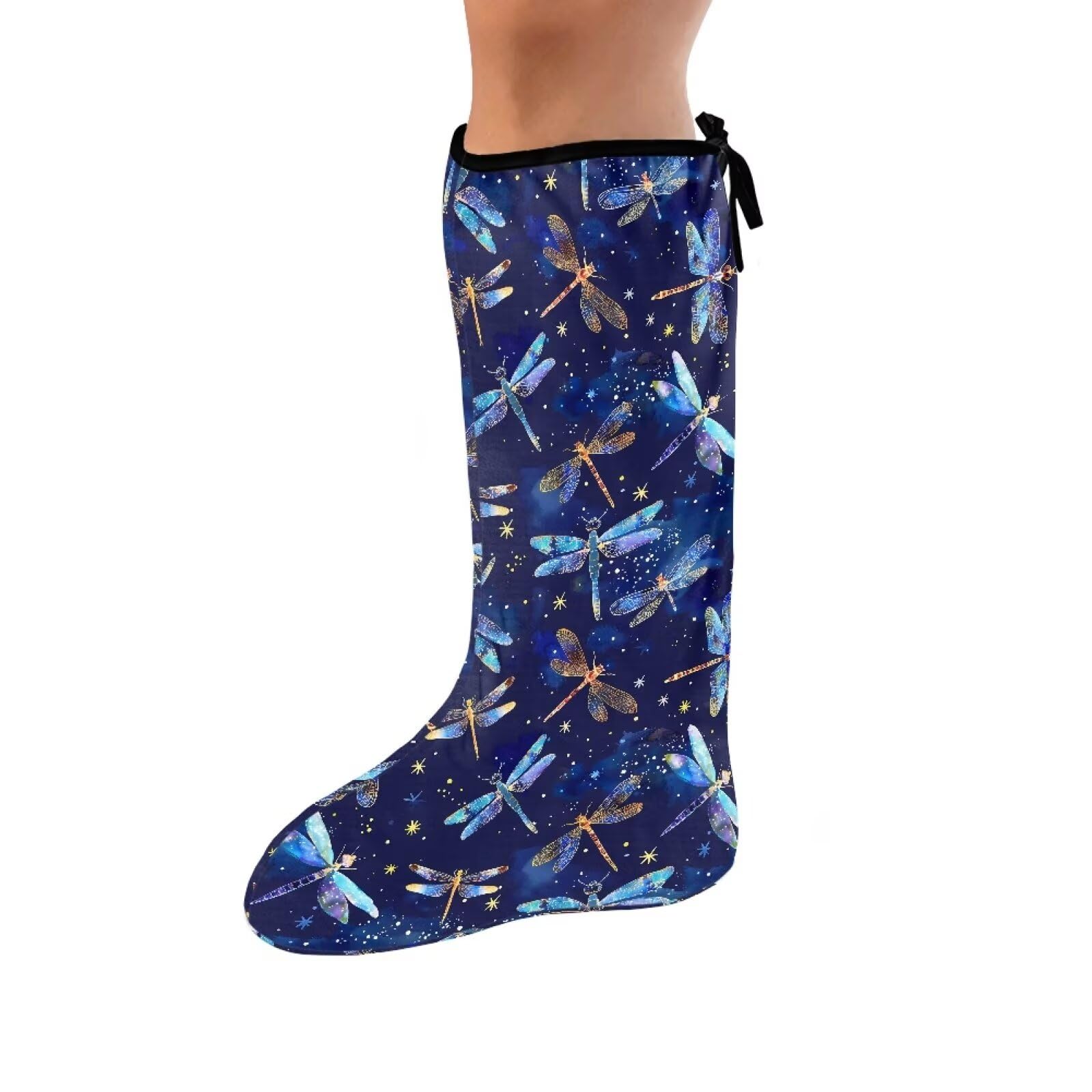 LJMKZJN Galaxy Dragonfly Print Leg Cast Cover Outdoor Cover Leg Plaster Sleeve Anti Scratch Cast Sock Cover for Foot Leg Stretch Fabric Leg Cast Protector Decoration Cover