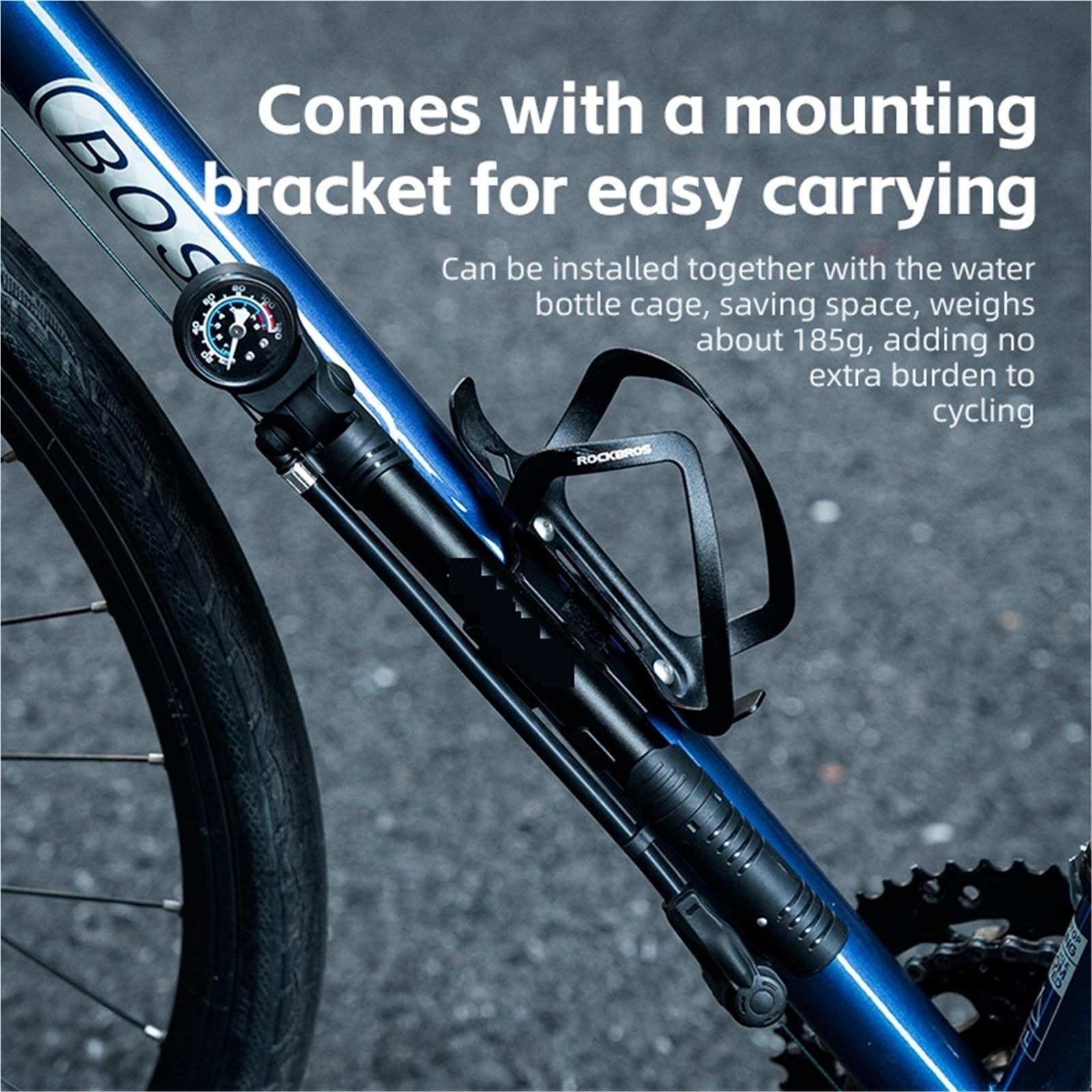 Pompa da bicicletta ad aria portatile 120PSI a mano con manometro MTB Gonfiatore for bici strada per pneumatici per biciclette, palloni e gonfiabil