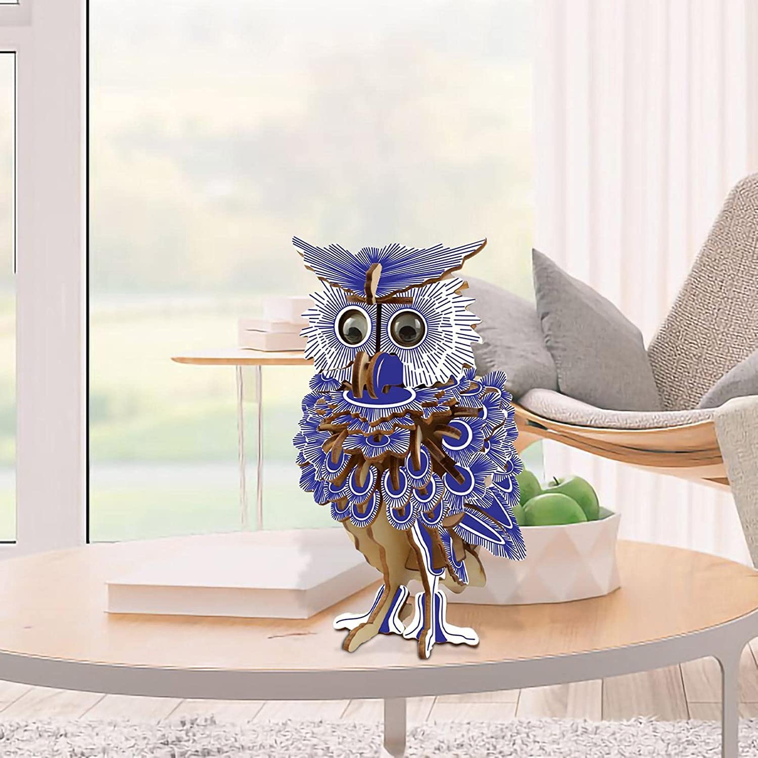 3d Wooden Puzzle Diy Building Owl Puzzle Blocks Kit Room