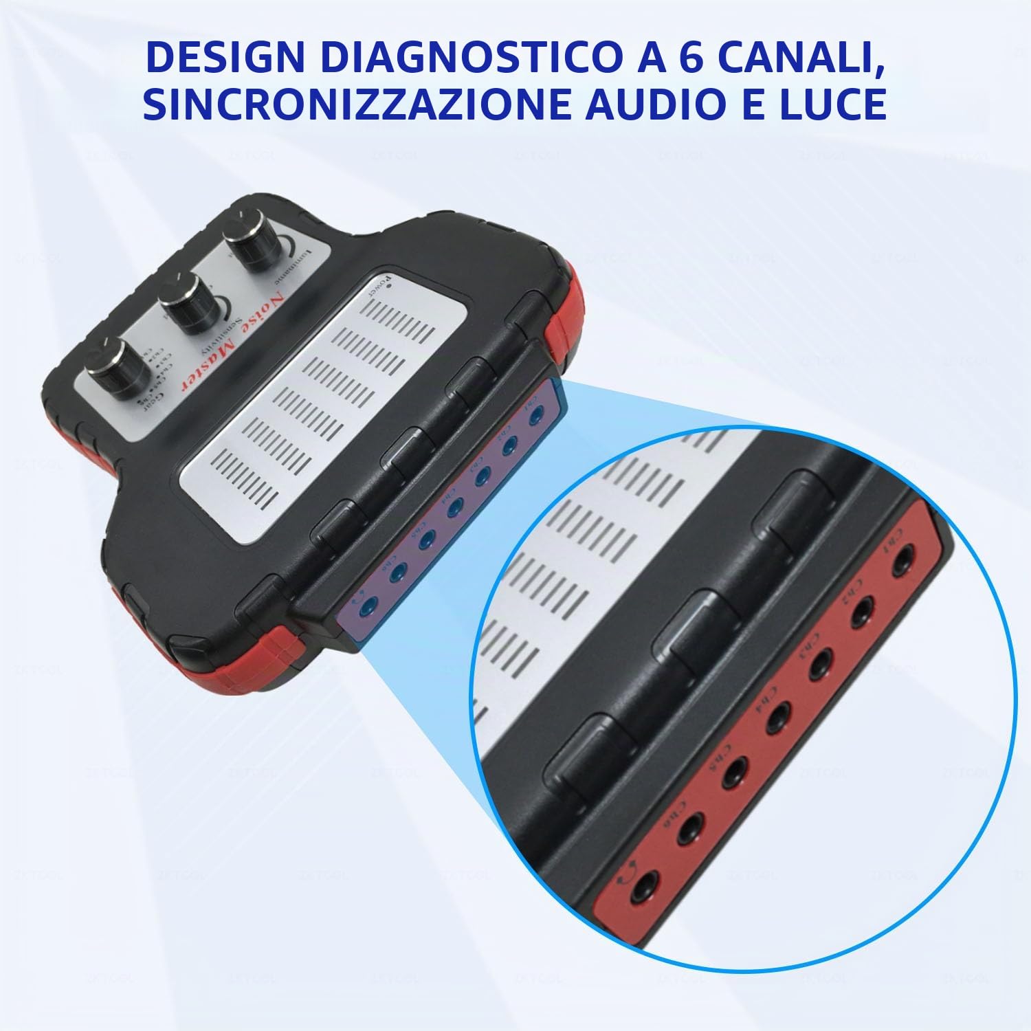 ZKTOOL 6 Canali Rilevatore di Suoni del Motore e Strumento di Prova, per Sistema Telaio Auto, Orecchie Elettroniche per Veicoli, Kit Diagnostico con Stetoscopio Elettronico per Orecchie e Cuffie