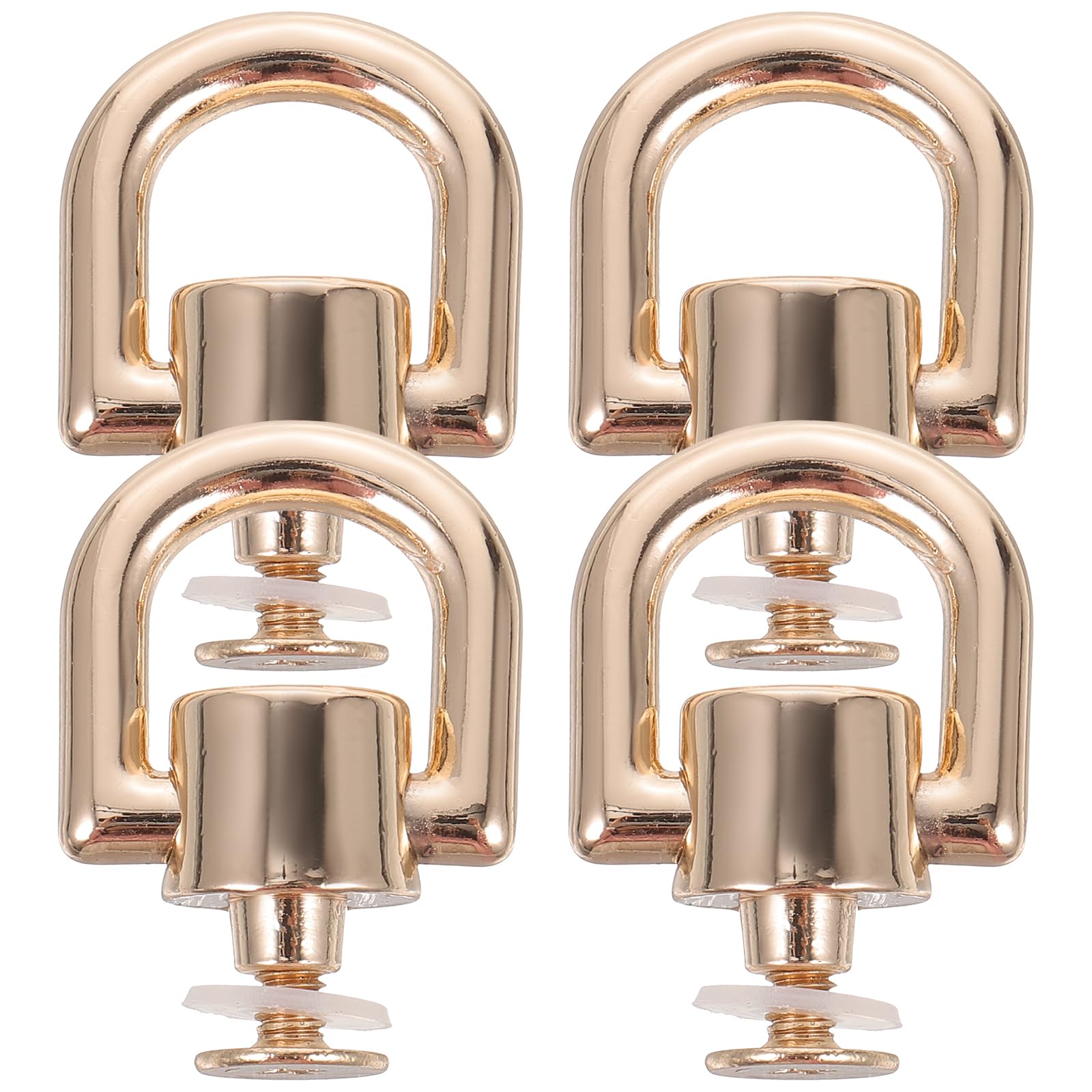 4Pcs Rotatable D Rings with Rivets for DIY Leather Handbag Hardware Zinc Alloy Bag Fasteners