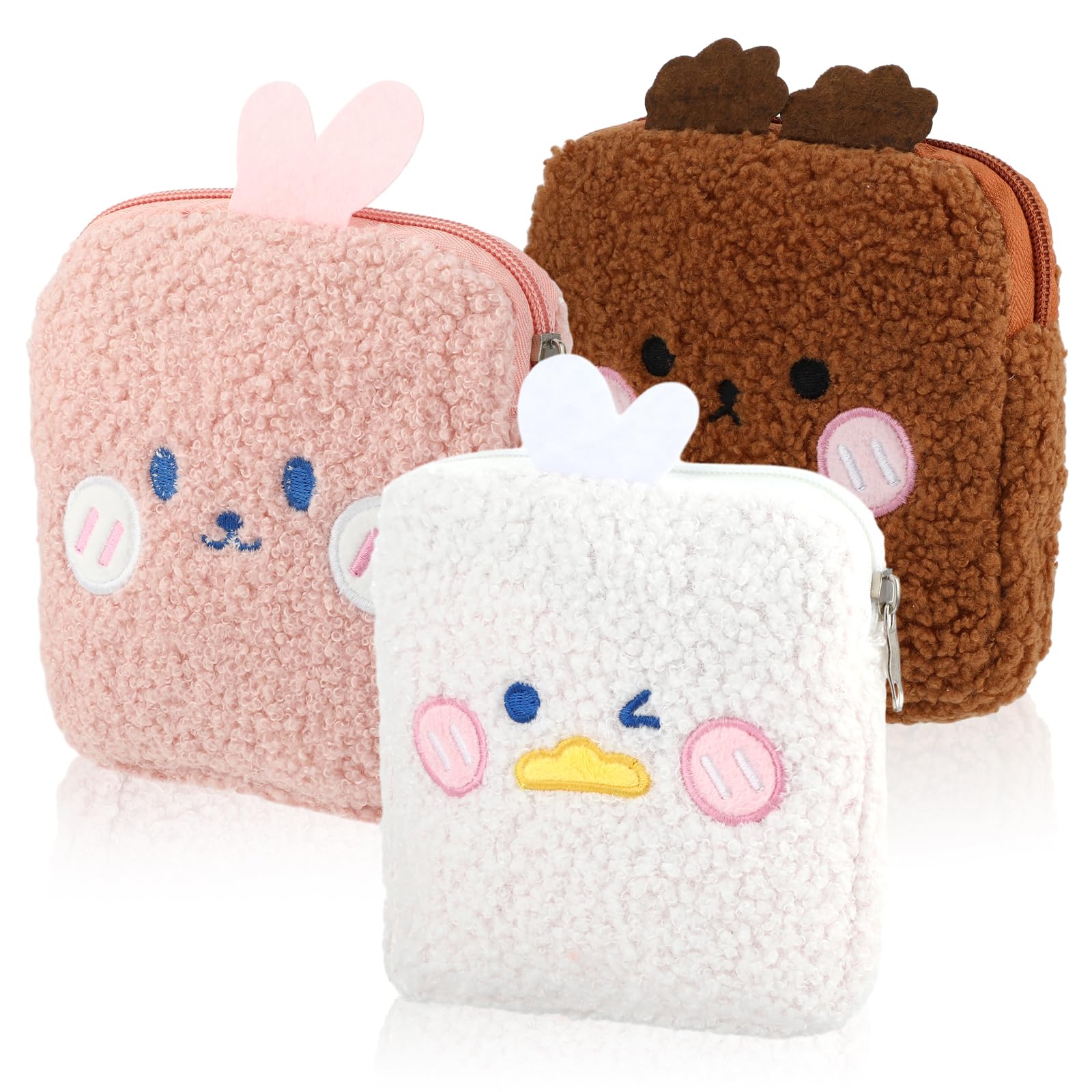 Jeffdad 3-pack sanitary napkin storage bag, menstrual pad bag polyester nursing pad holder portable women's girls sanitary napkin panties tampon bag menstrual pad holder