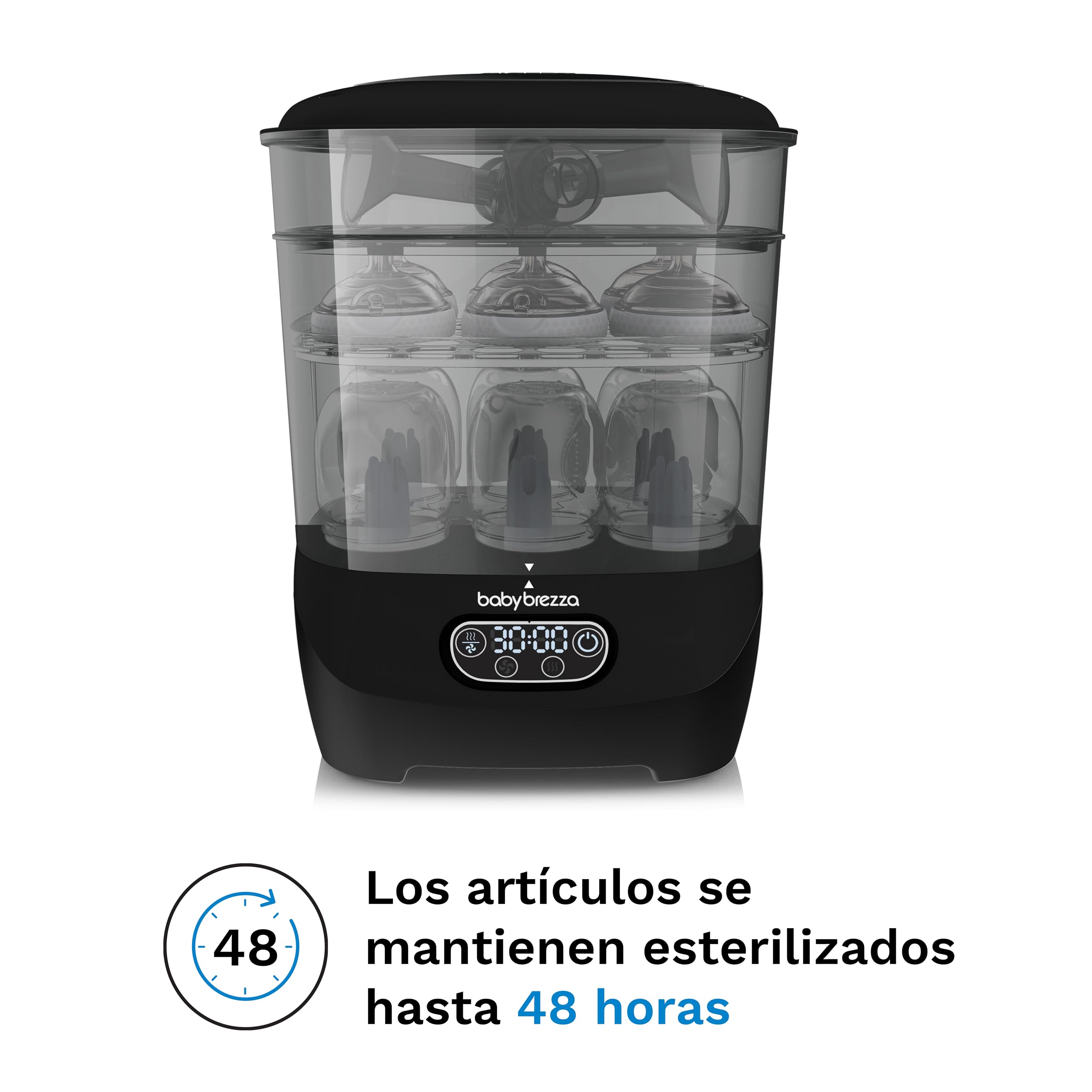 Baby Brezza Sterilizer Dryer Advanced - Esterilizador y Secador de Biberones - 33% Más Rápido - Esterilización con Vapor de Gran Capacidad - Para Biberones y Piezas de Extractor - Filtro HEPA