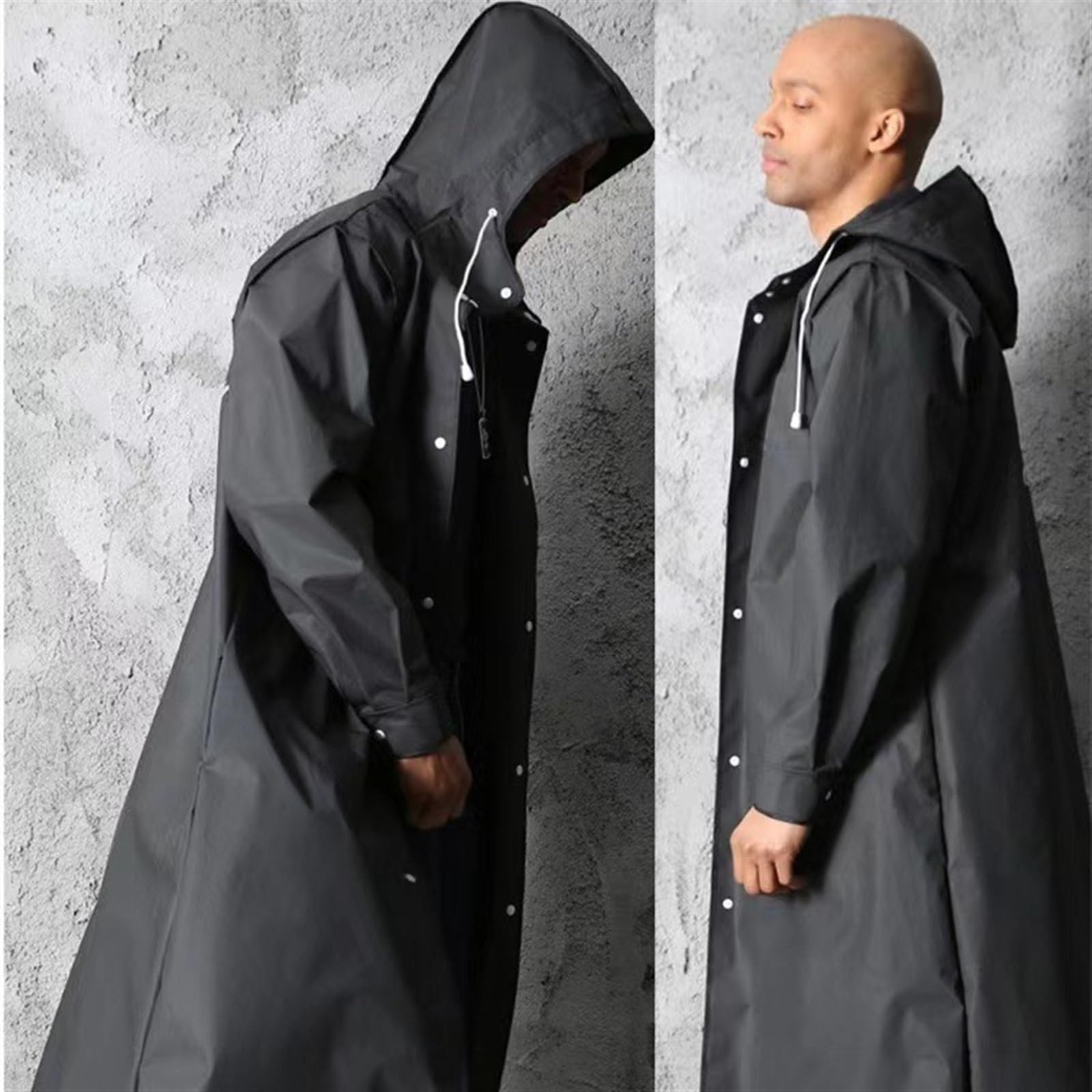 poncho pluie Manteau imperméable noir à capuche, une pièce, coupe-vent, léger, Long, for voyage, épais, EVA, for adulte