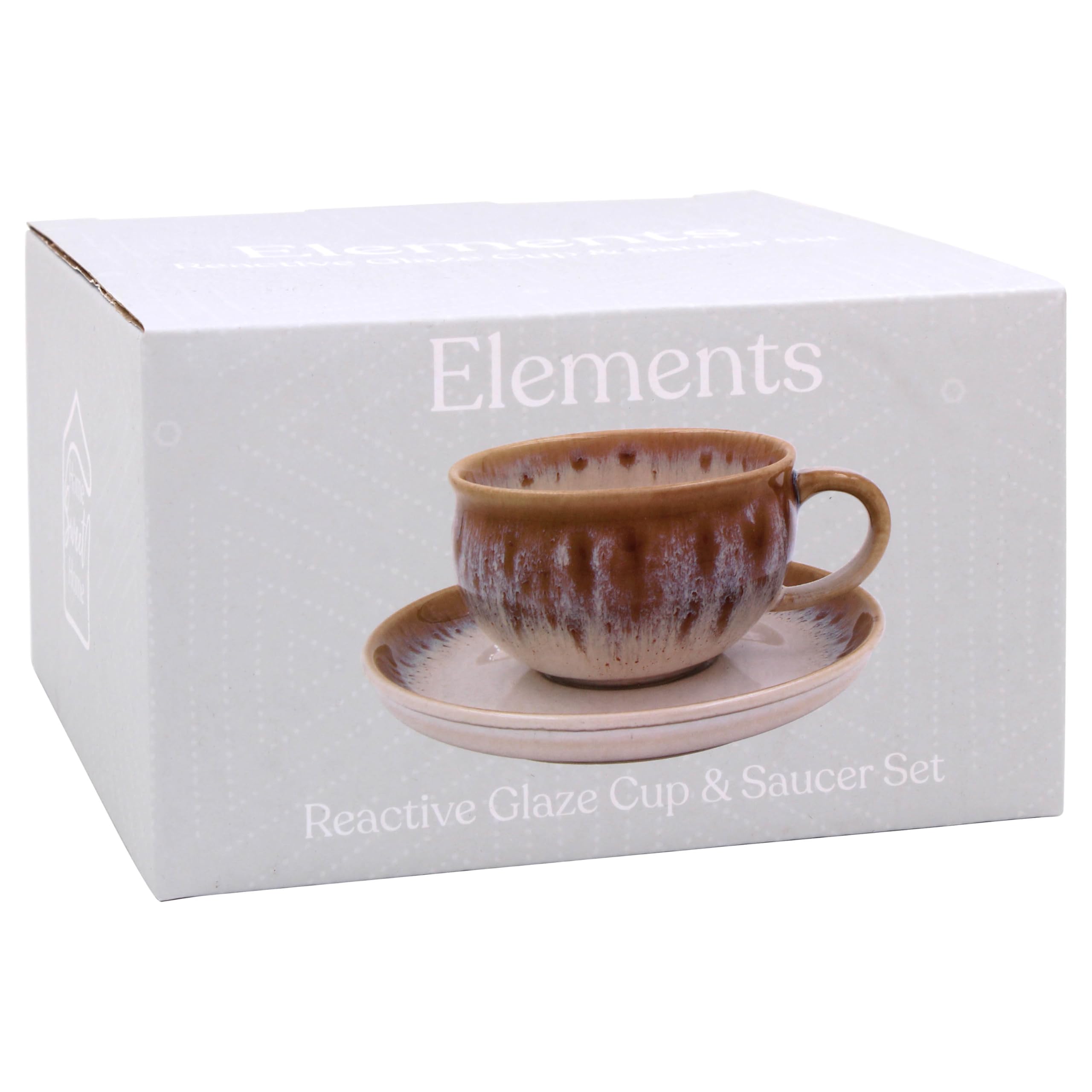 Lesser & Pavey Elements Reactive Glaze Cup & Saucer for Kitchen | Lovely Coffee Cup Set for Home & Office | Tea Cups and Saucers for Enjoying Hot Drinks | Coffee Mug and Saucer Gifts for Women & Men