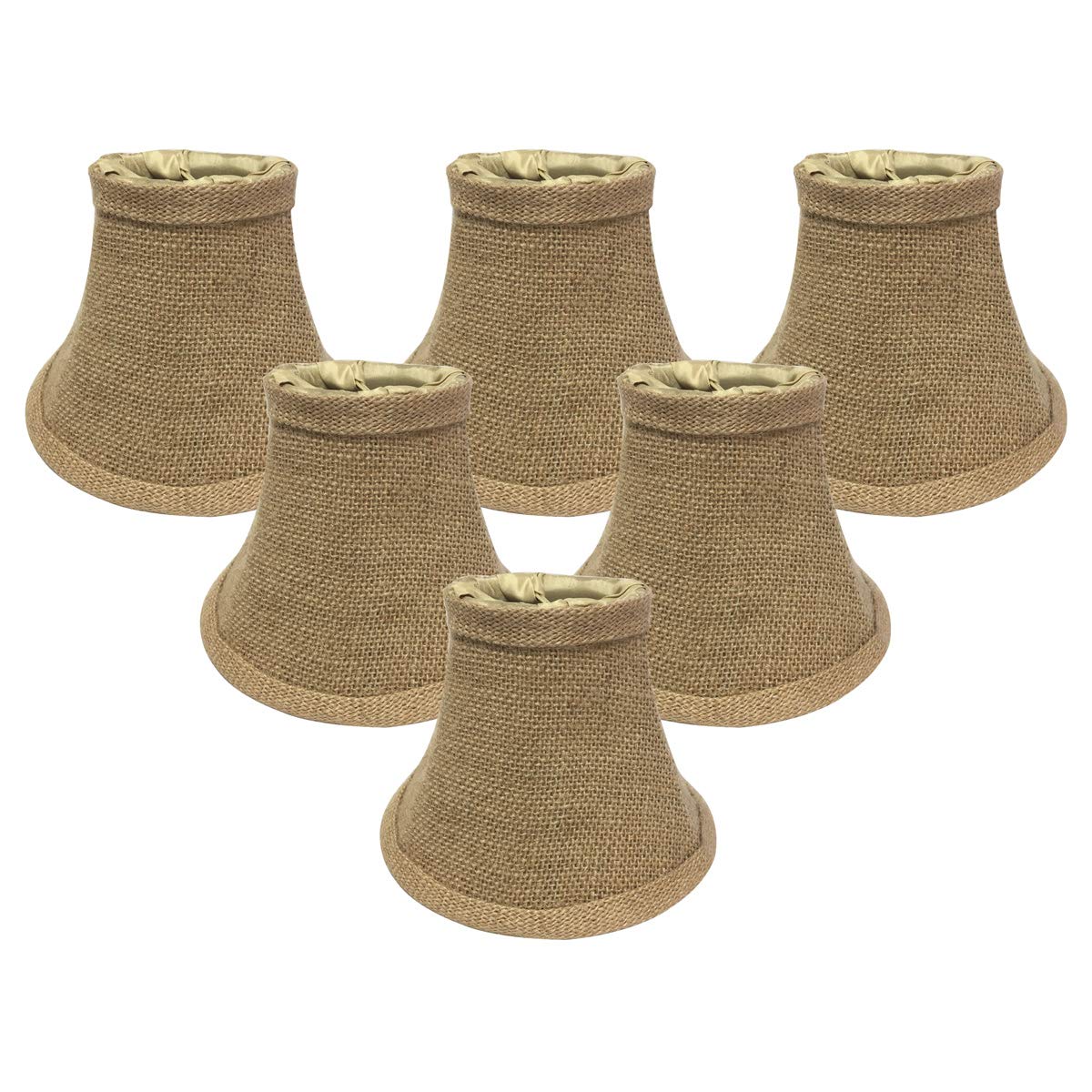 Royal Designs, Inc. True Bell Clip On Chandelier Lamp Shade, 3 x 6 x 4.5, Burlap, Set of 6