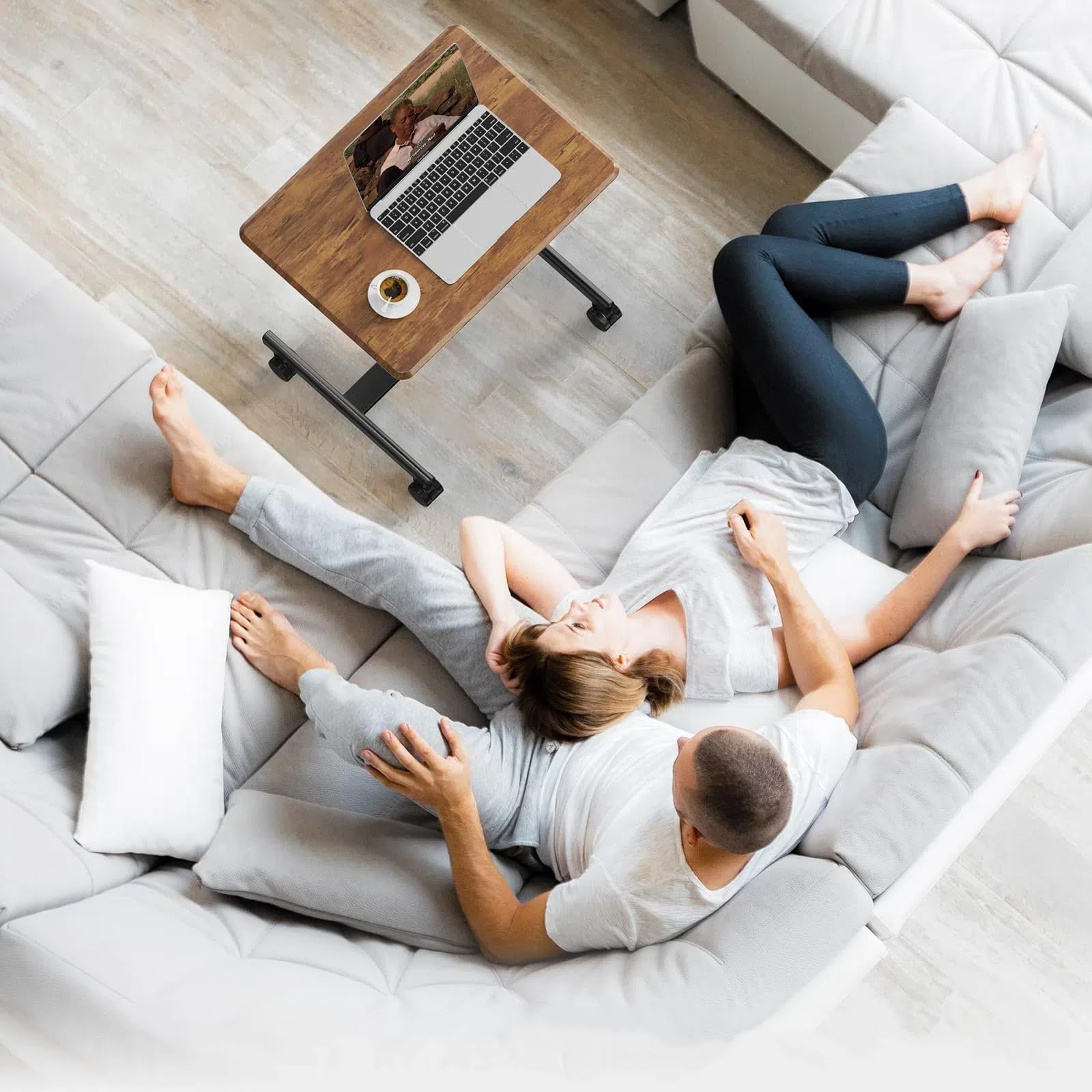 YSSOA Mobile Small Standing Desk - Rolling Desk with Adjustable Height and Lockable Wheels Sit-Stand Laptop Table Portable — view 2