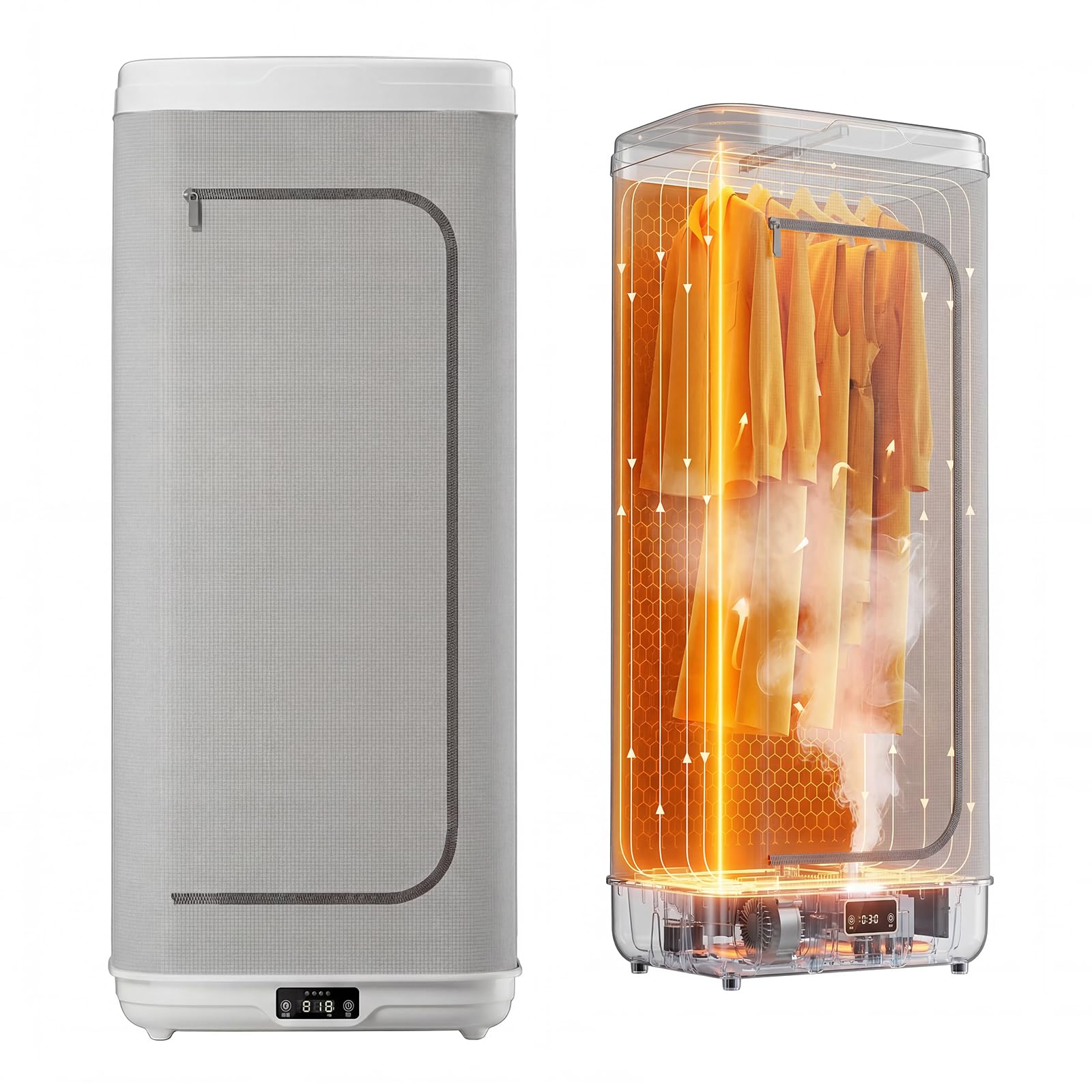 Tragbarer Wäschetrockner,Faltbarer Elektrischer Wäschetrockner,1000W Doppelschicht-Wäschetrockner mit LED-Anzeige,Timer und Fernbedienung,geeignet für Wohnmobile,Wohnungen,Reisen und Camping