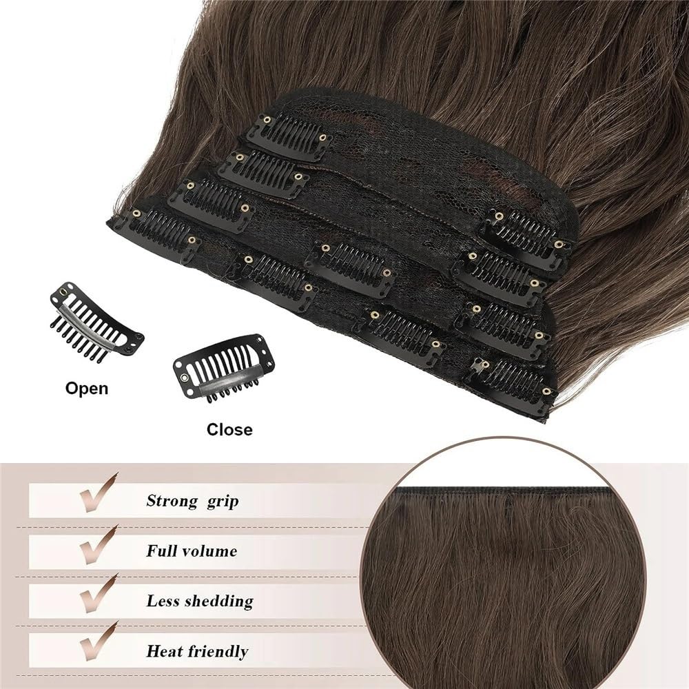 Clip en Extensiones de Cabello Extensiones de cabello con clip de onda de agua de 20 "de largo, 4 extensiones de cabello sintético de aspecto natural for mujeres, extensión de cabello rizado ondulado