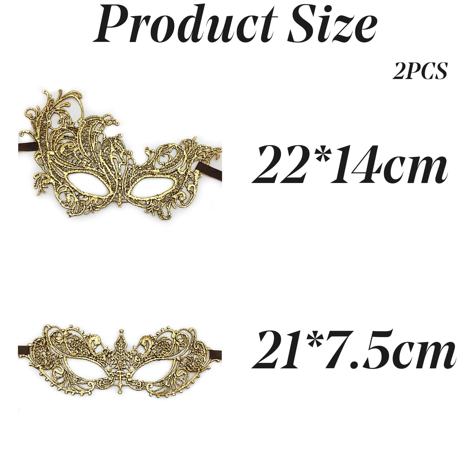2PCS Gold Masquerade Masks Venetian Eye Mask Venetian Women Mask Mardi Gras Party Evening Prom Costume Mask - Image 2