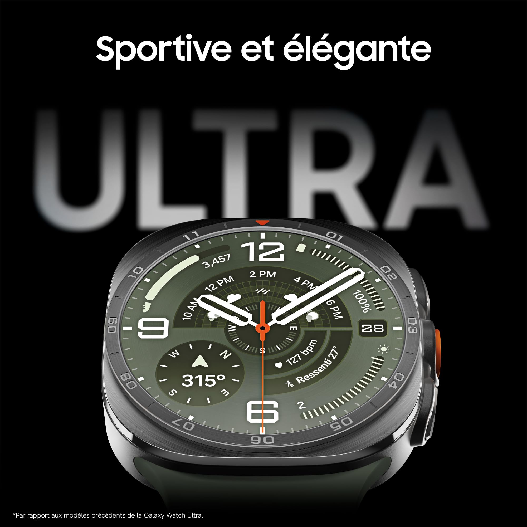 Samsung Galaxy Watch Ultra2, Connectivité 4G LTE, 47 mm, Noir Titane | Montre Sport pour le Trail, la Plongée, le Cyclisme avec Suivi Samsung Health, Batterie de 800 mAh, Recharge Rapide