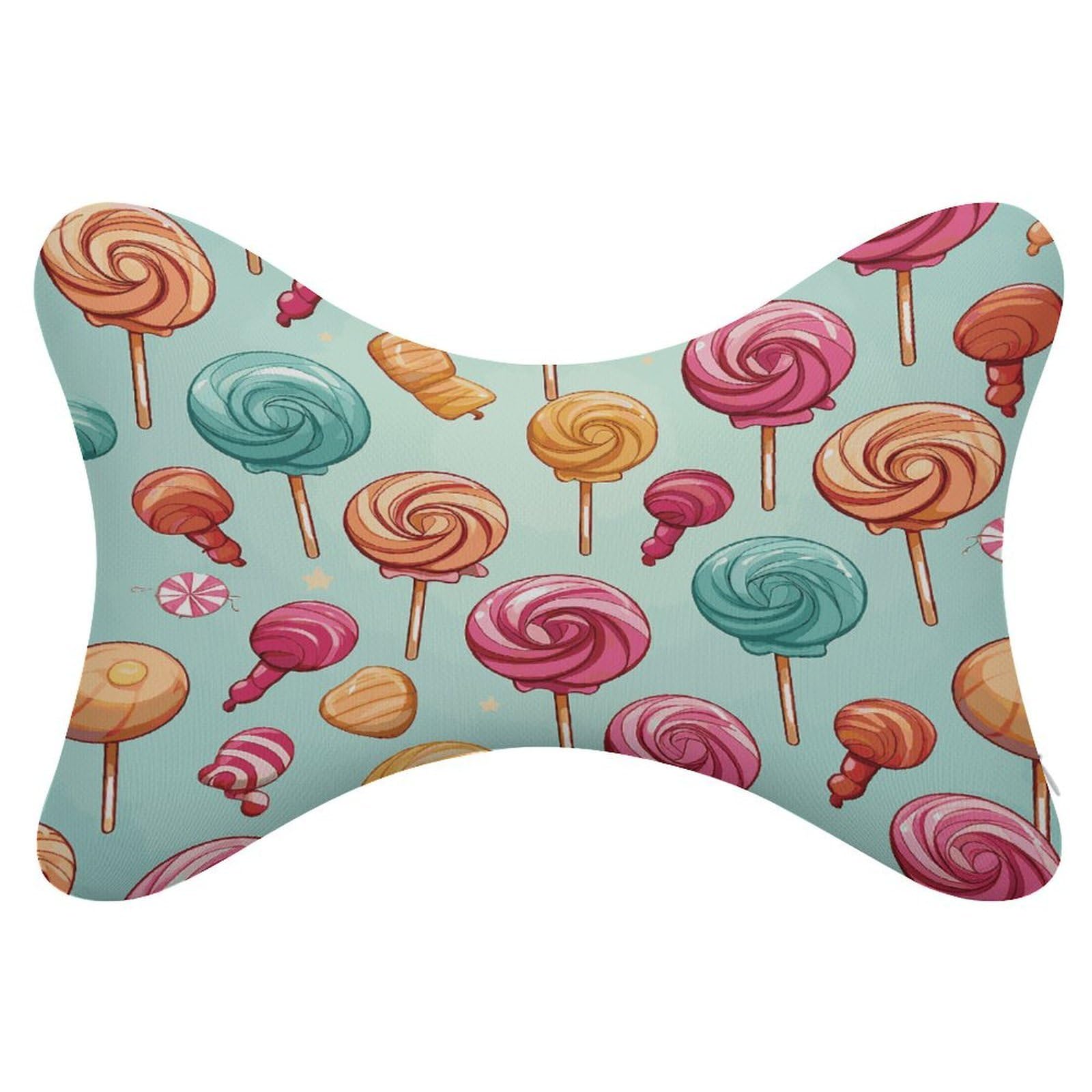 JTREHY 2 Pack Candy Car Headrest Pillow Memory Foam Car Neck Pillows Soft Comfortable Vehicle Neck Pillows Non-Slip Headrest Cushion Universal Car Pillow for Neck Pain Relief