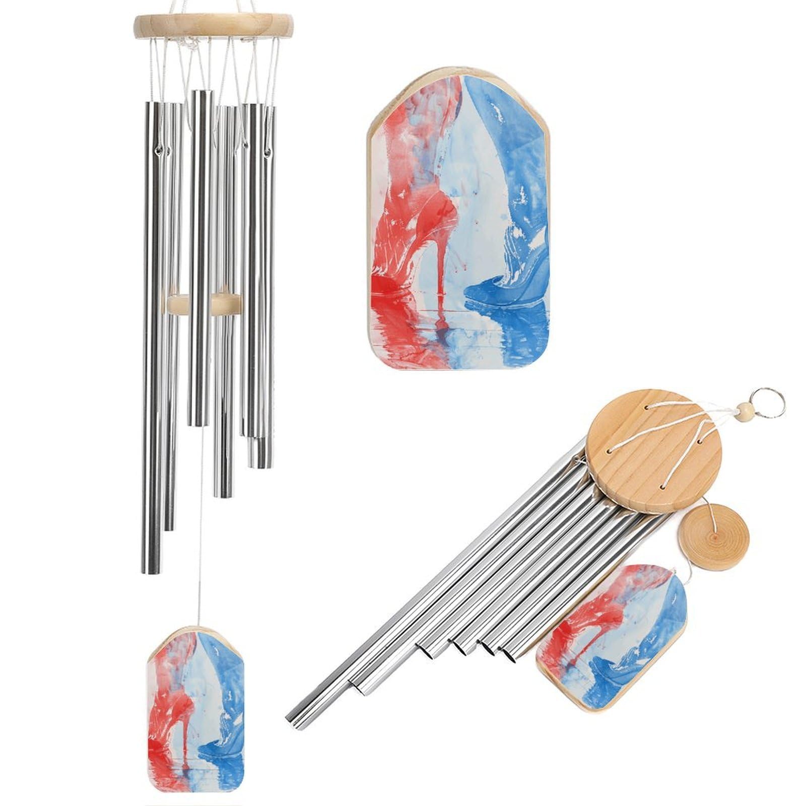 Hand Drawn Elements Wind Chimes for Outside Memorial Gift Sympathy Wind Chimes Aluminum Tube Windchime with Hook Windbell for Outdoor Patio Garden Decor Housewarming Gift