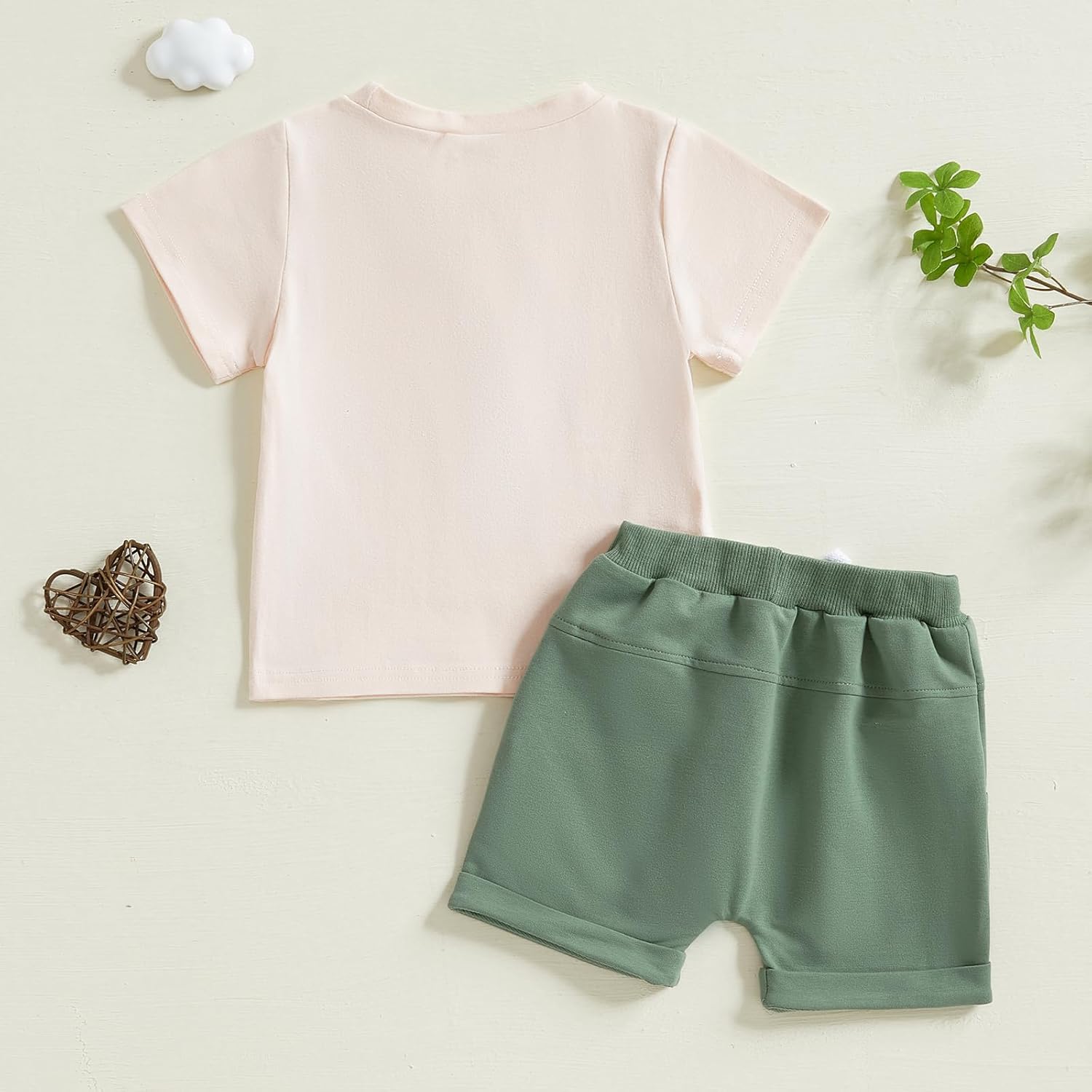 fhutpw Toddler Baby Boy Summer Clothes Tractor Letter Short Sleeve T-Shirt Tops Pockets Casual Shorts Set Infant Outfits - Image 3