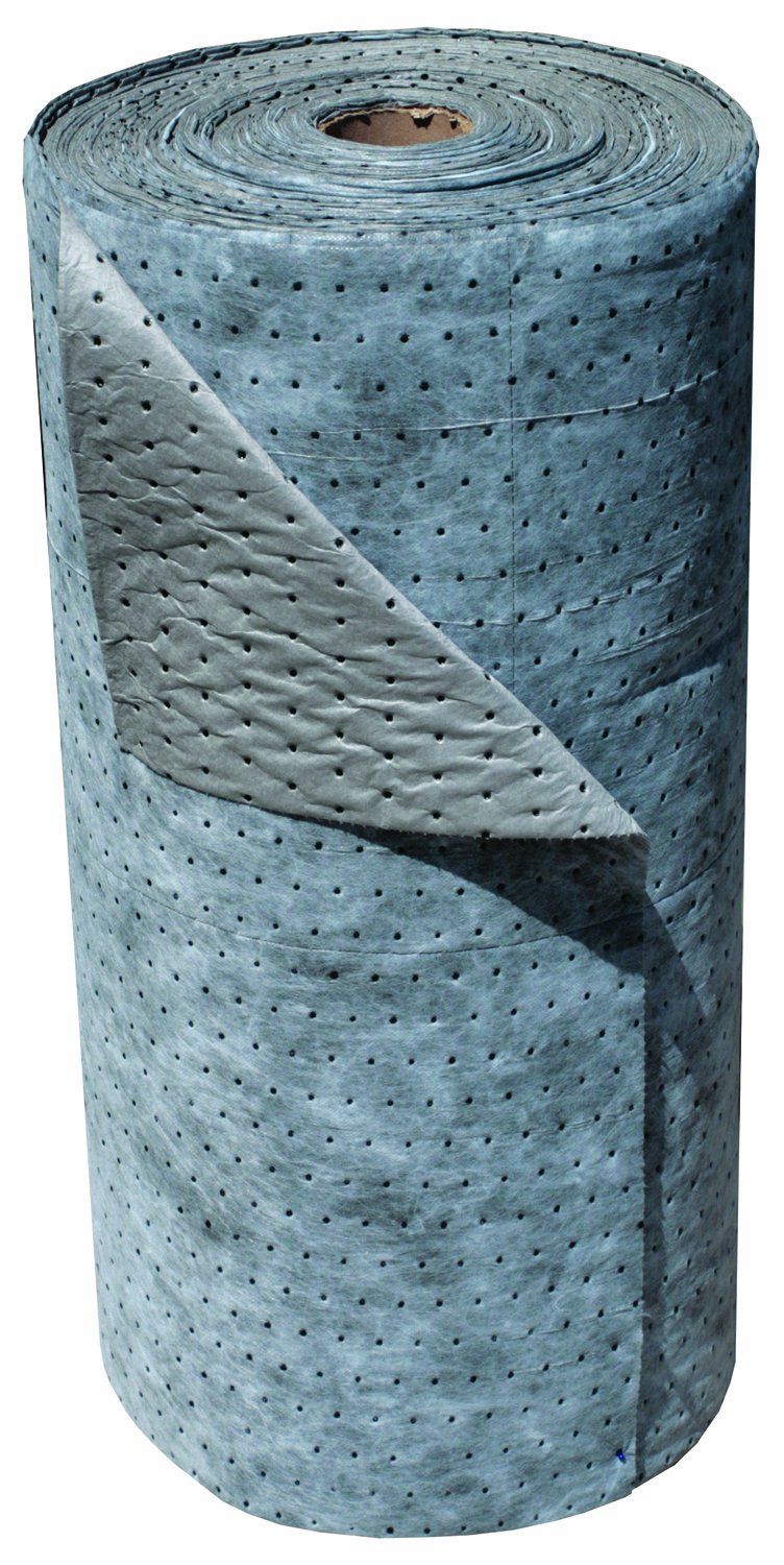 Oil-Dri L91004 Universal Light Weight Absorbent Roll - 30" x 300' Perforated, 62 Gal Capacity, Gray Meltblown Polypropylene