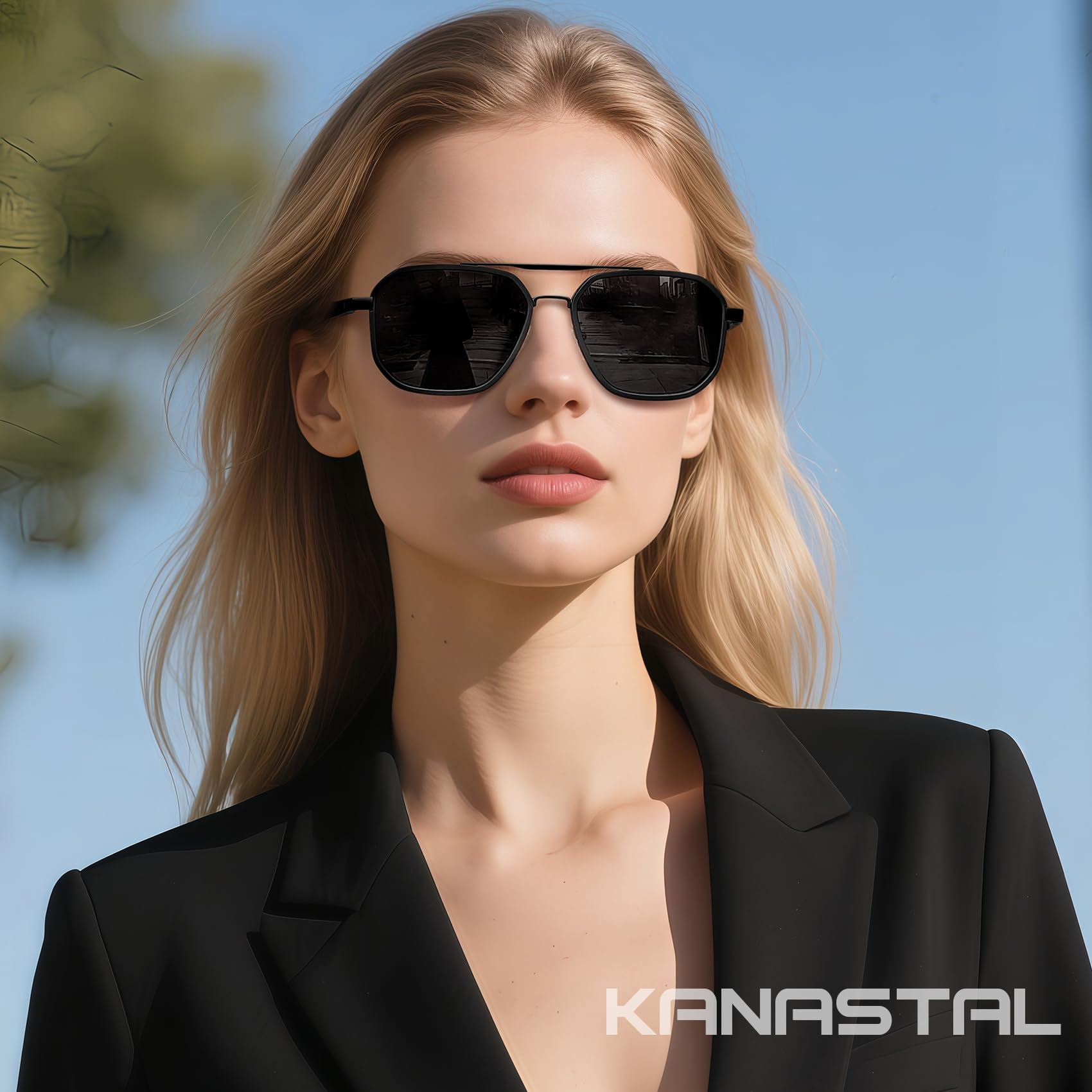 KANASTAL Occhiali da Sole Uomo Donna Polarizzati Goccia con Protezione UV400 Quadrati Doppio Ponte Vintage Grandi Metallo Alla Moda