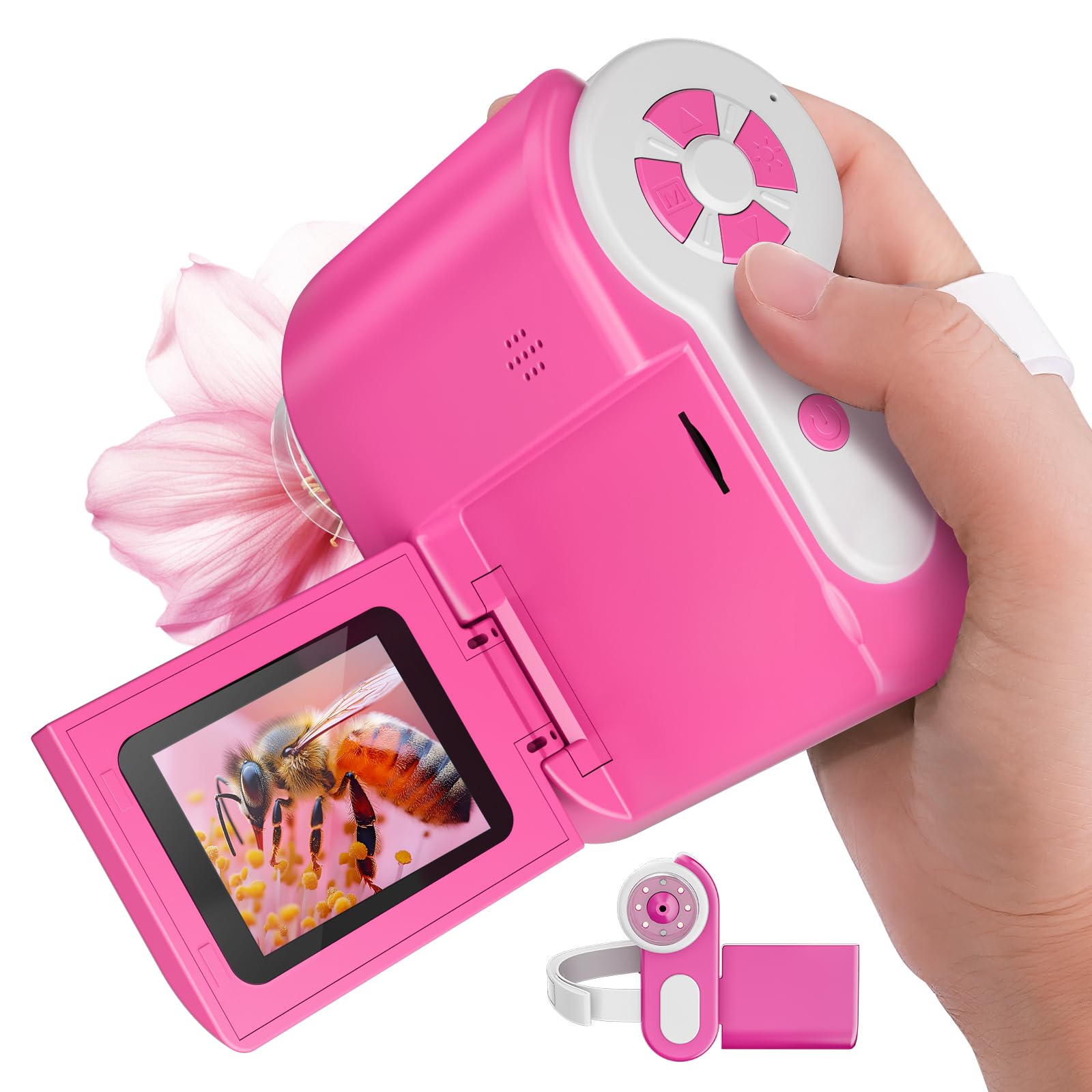 Microscopio Digital Portátil De 1000X Con Pantalla 2.0 Para Niños, Recargable Y Con 6 Láminas Educativas